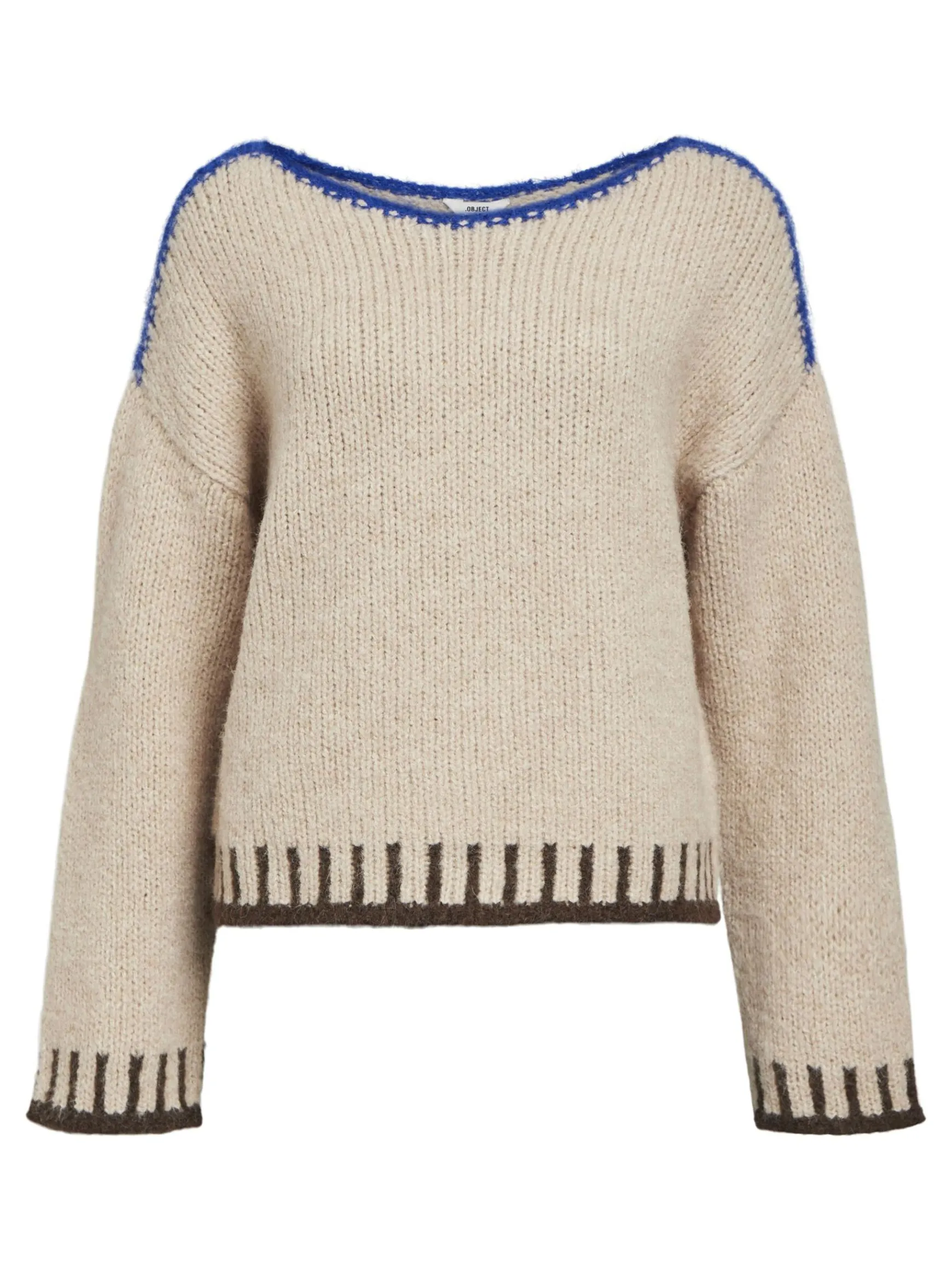 Dame OBJECT BÅDHALSUDSKÆRING STRIKTRØJE