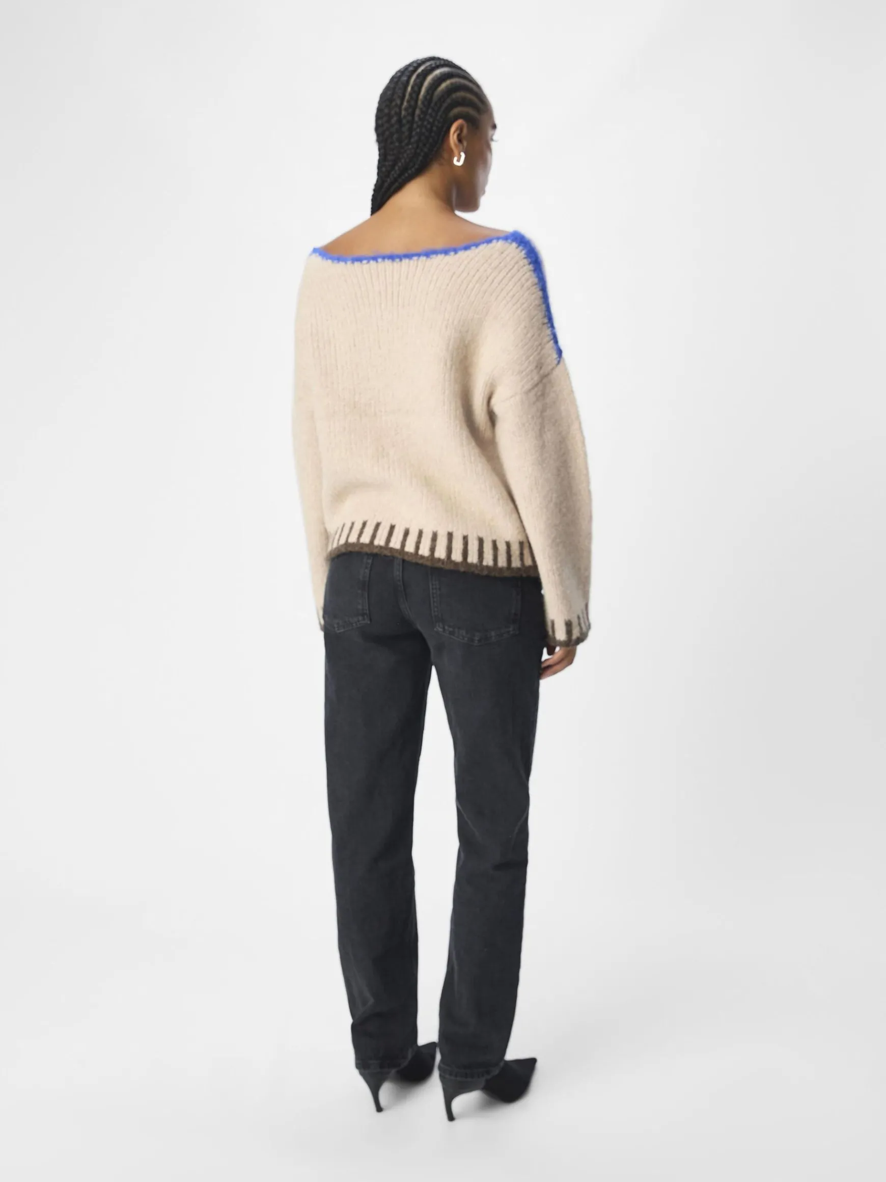 Dame OBJECT BÅDHALSUDSKÆRING STRIKTRØJE