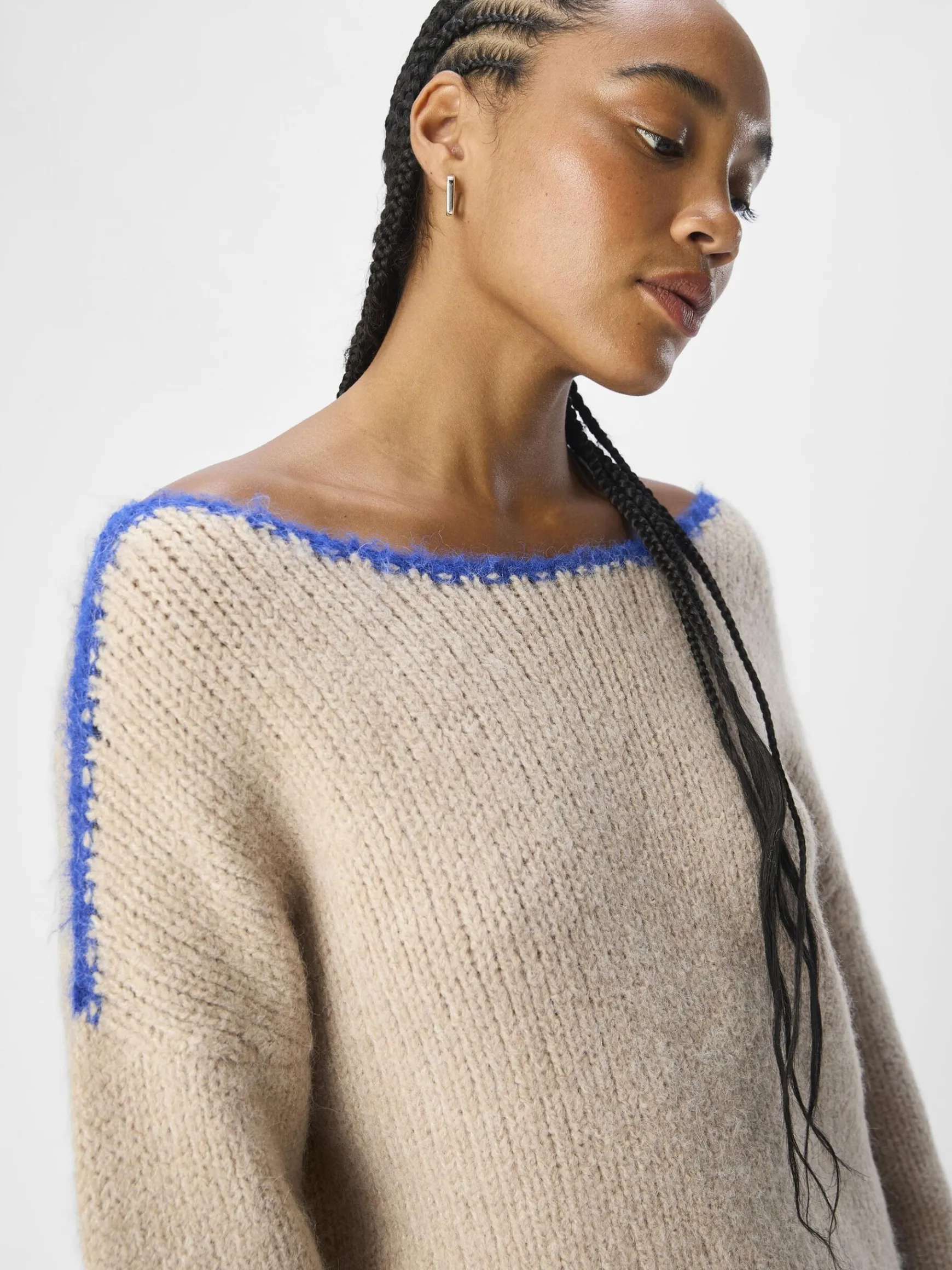 Dame OBJECT BÅDHALSUDSKÆRING STRIKTRØJE