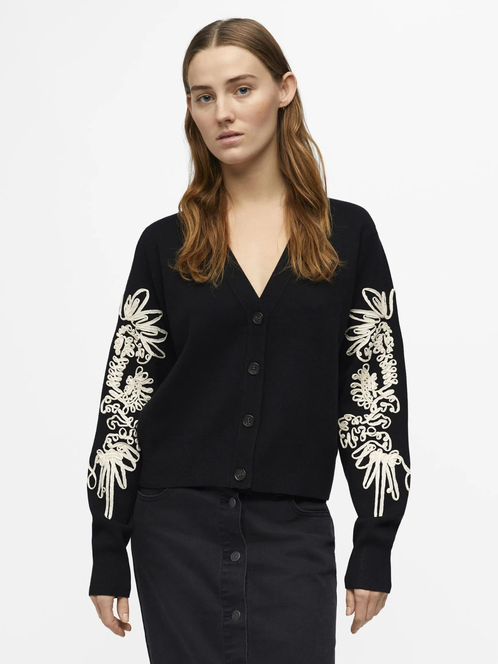 Dame OBJECT BRODERET CARDIGAN