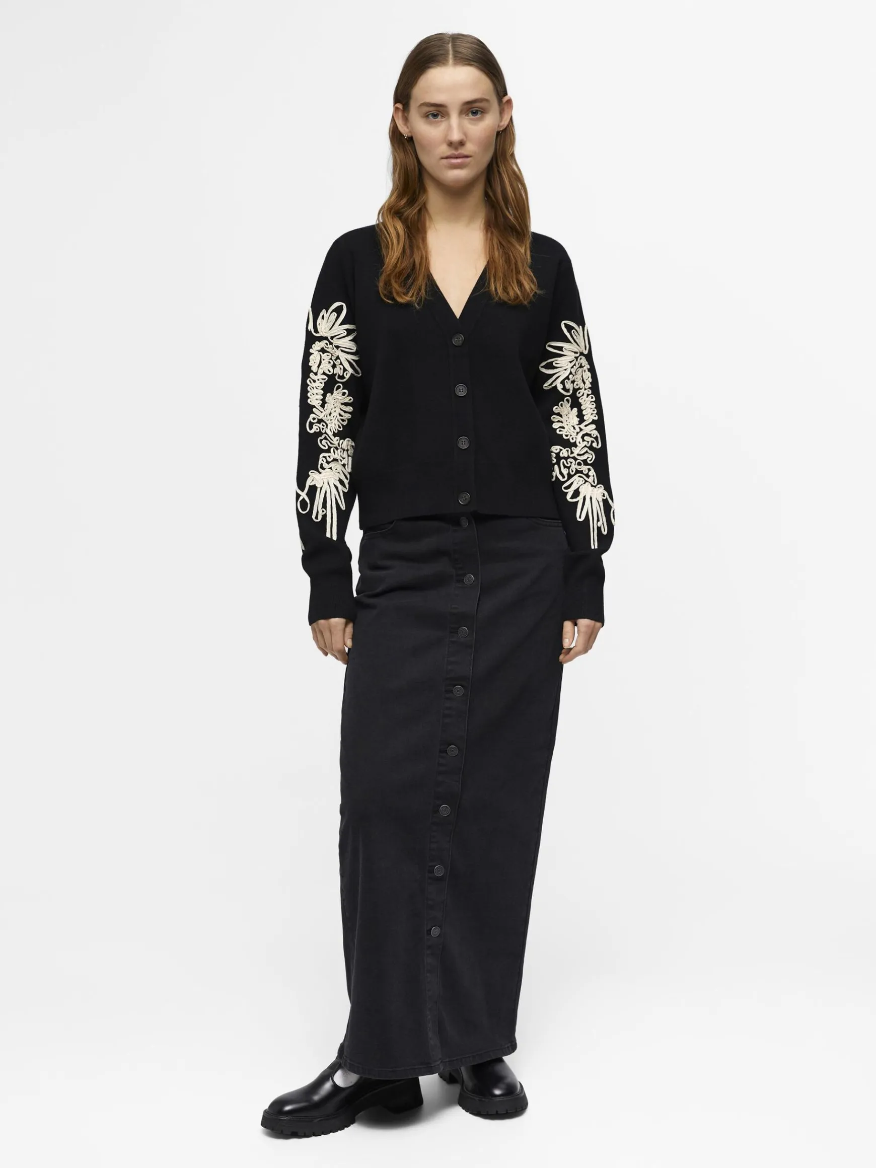 Dame OBJECT BRODERET CARDIGAN