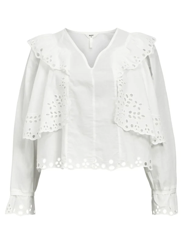 Dame OBJECT BRODERIE ANGLAISE BLUSE