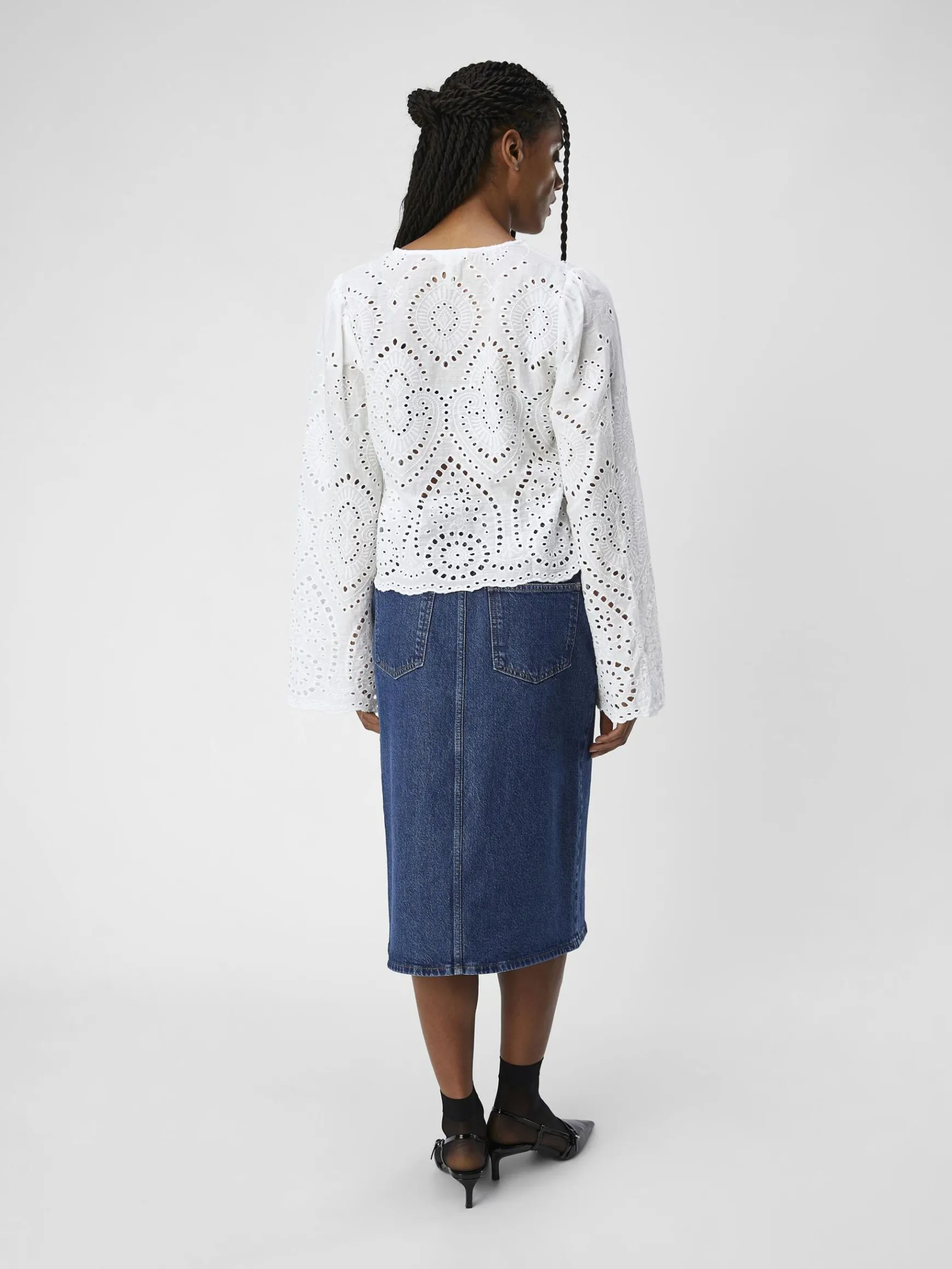 Dame OBJECT BRODERIE ANGLAISE BLUSE