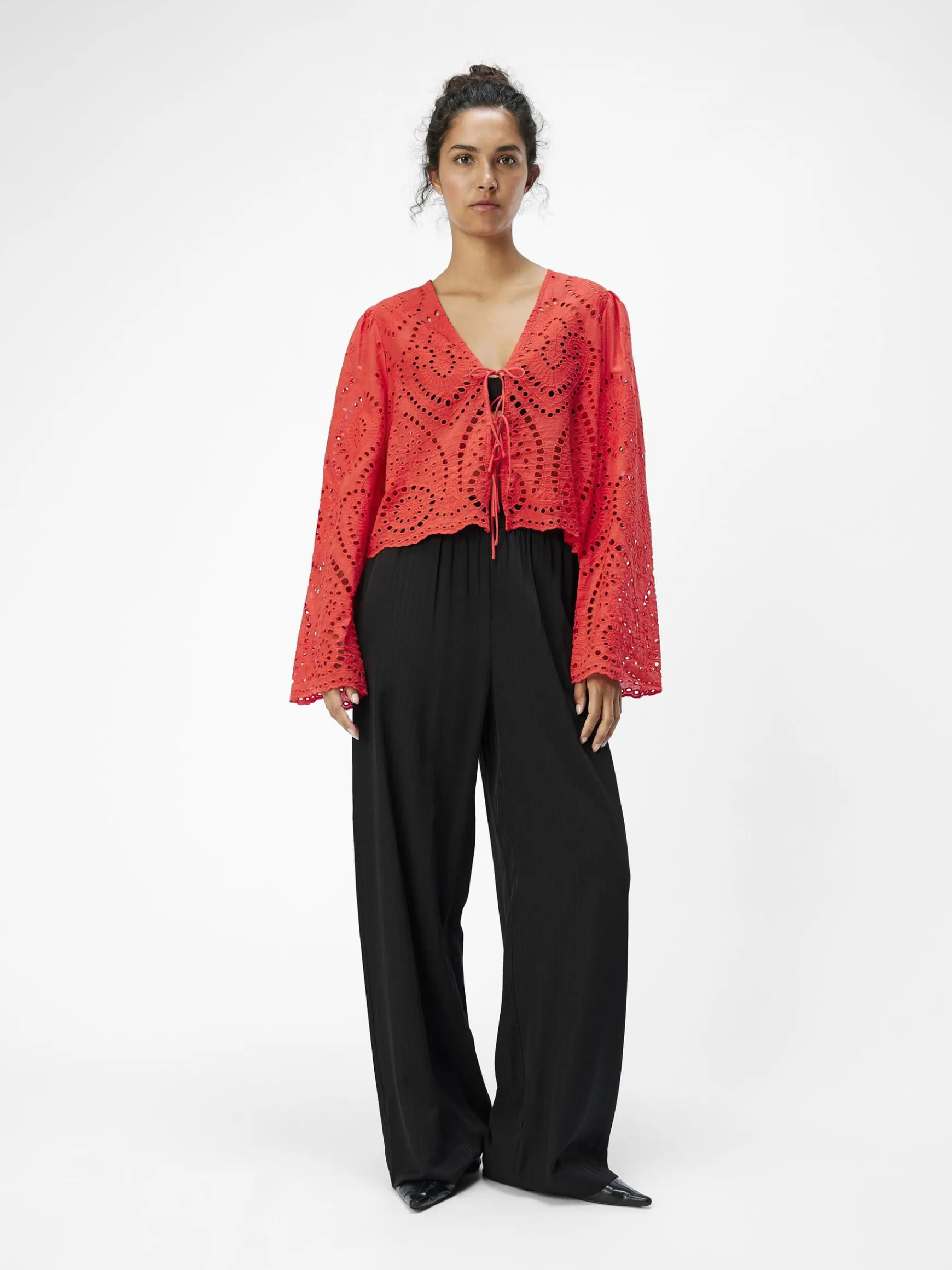 Dame OBJECT BRODERIE ANGLAISE BLUSE