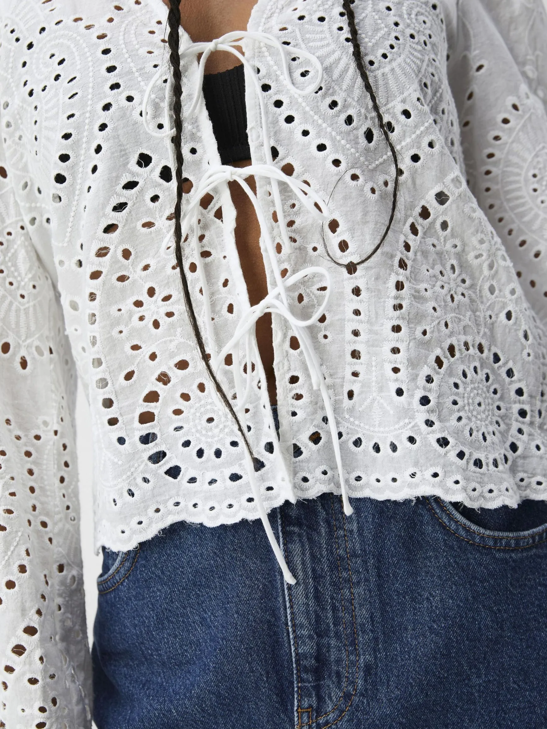 Dame OBJECT BRODERIE ANGLAISE BLUSE