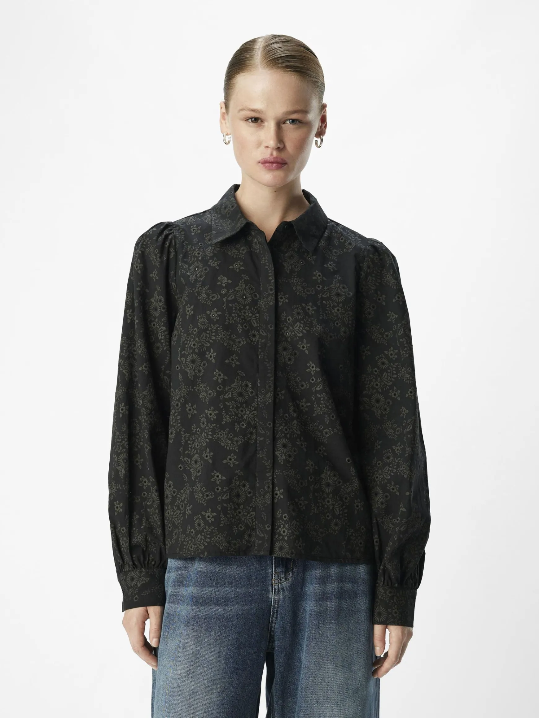 Dame OBJECT BRODERIE ANGLAISE SKJORTE