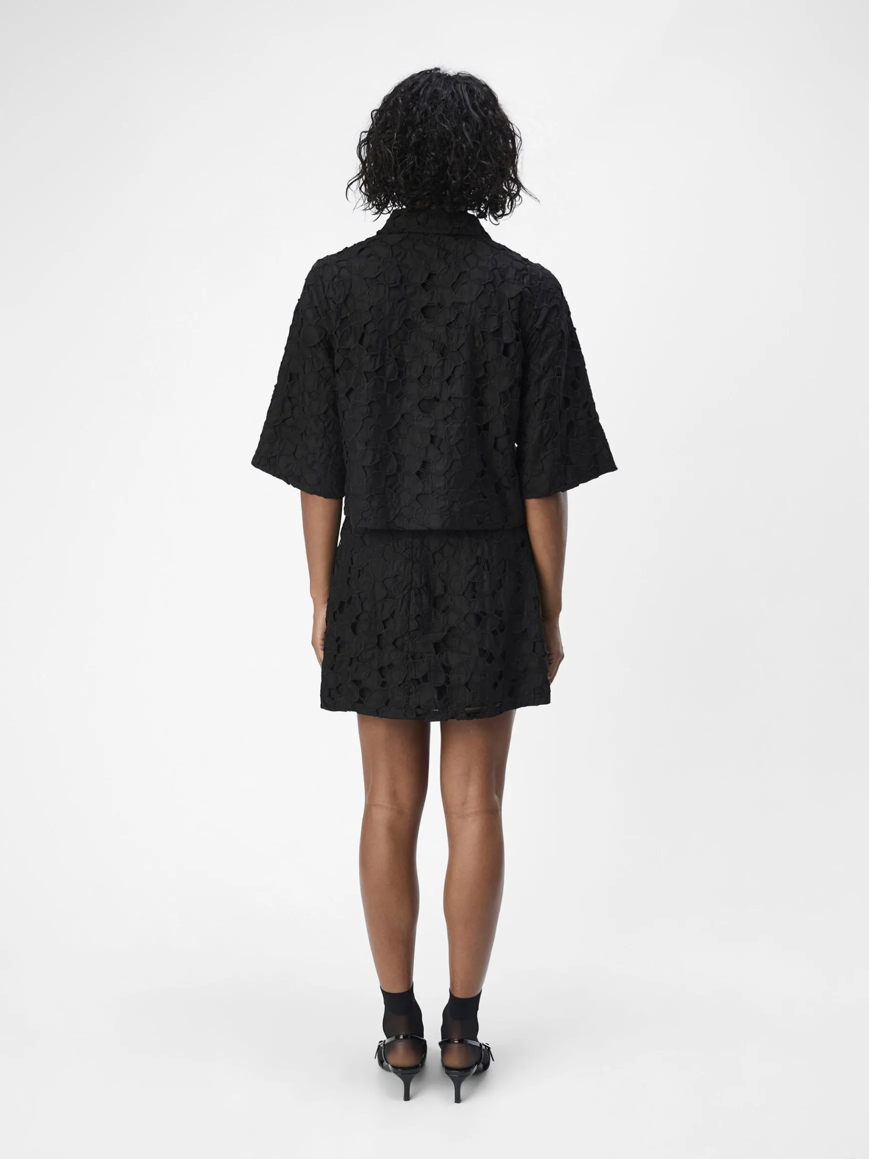 Dame OBJECT BRODERIE ANGLAISE SKJORTE