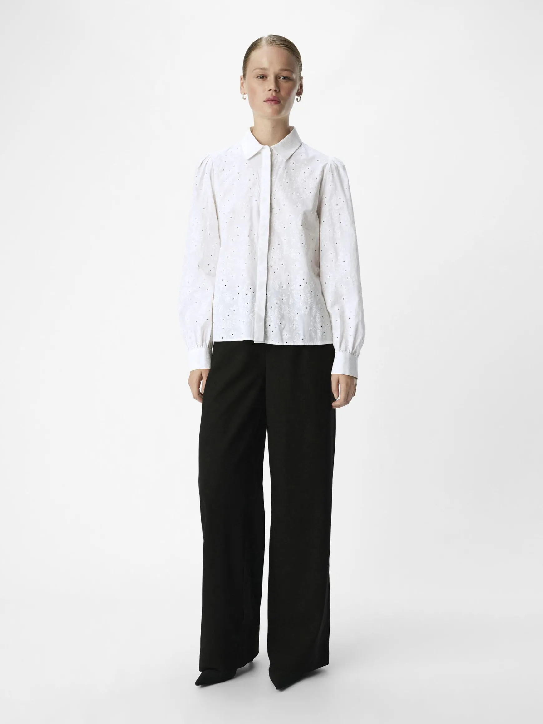 Dame OBJECT BRODERIE ANGLAISE SKJORTE