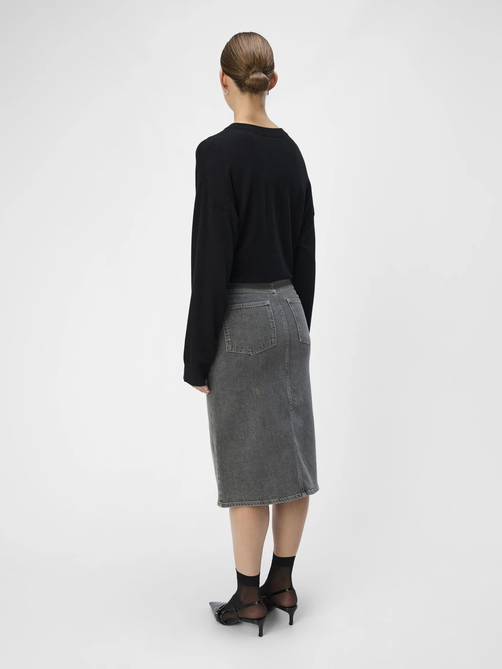 Dame OBJECT DENIM MIDINEDERDEL