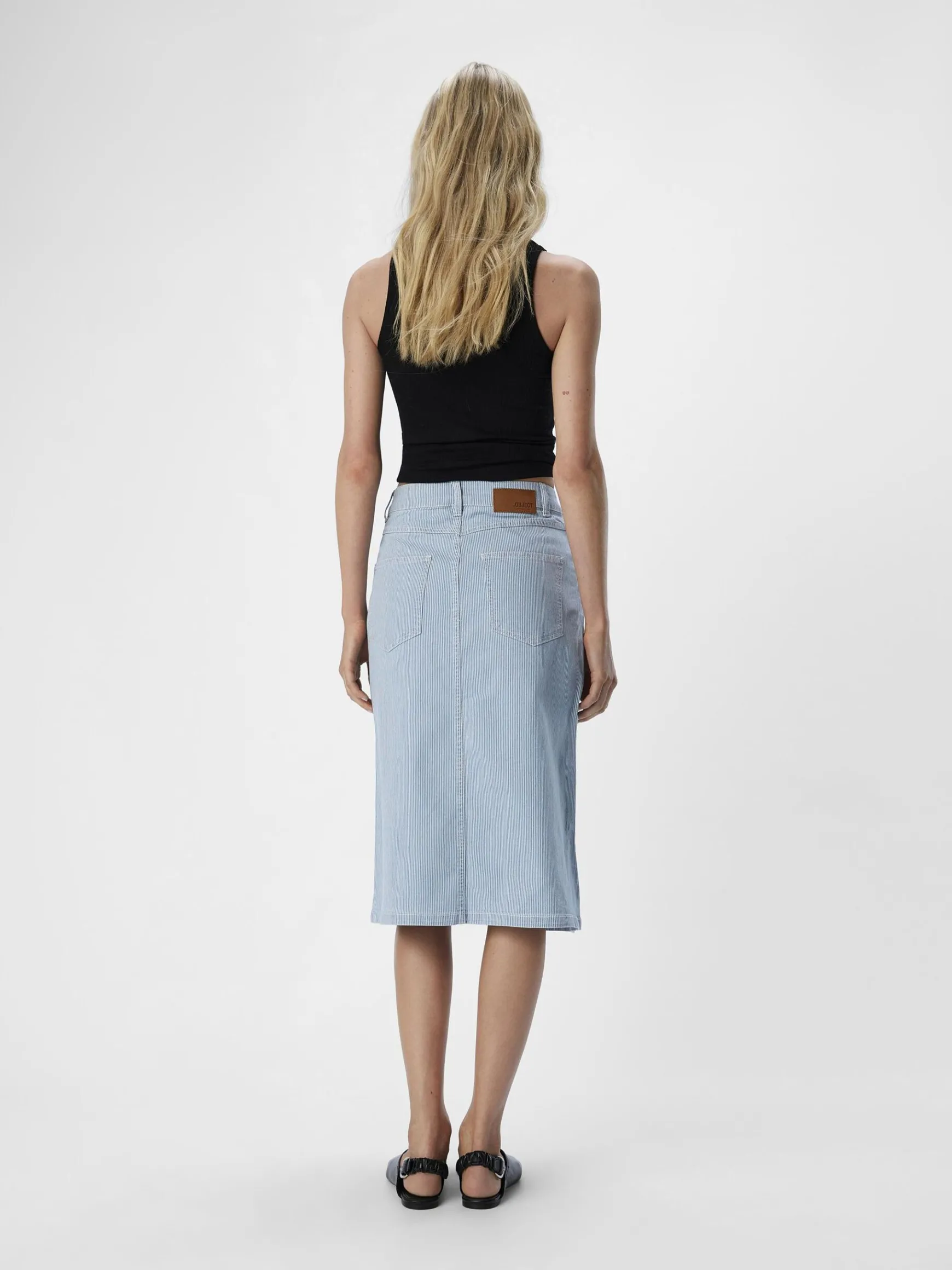 Dame OBJECT DENIM MIDINEDERDEL
