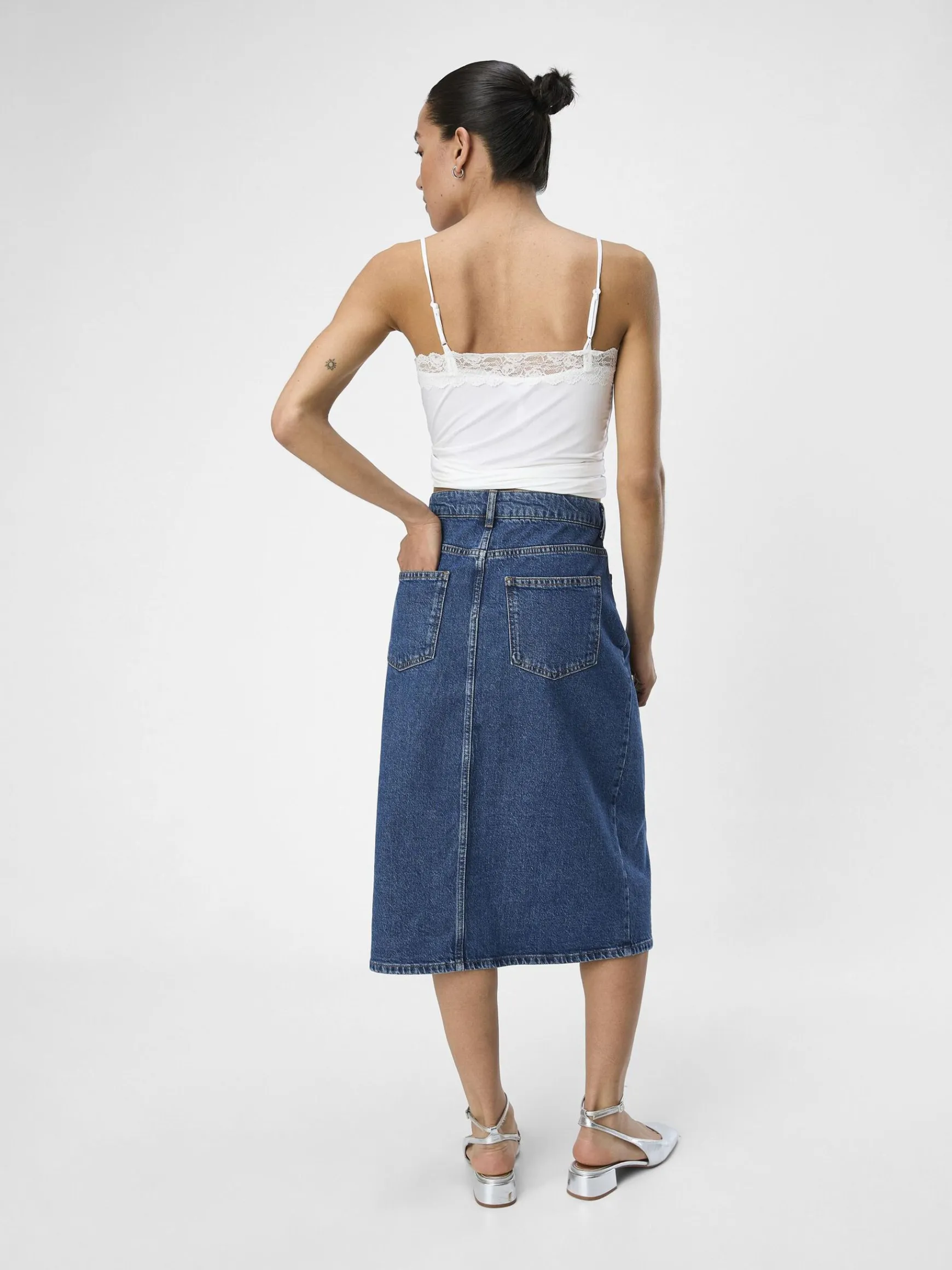 Dame OBJECT DENIM MIDINEDERDEL