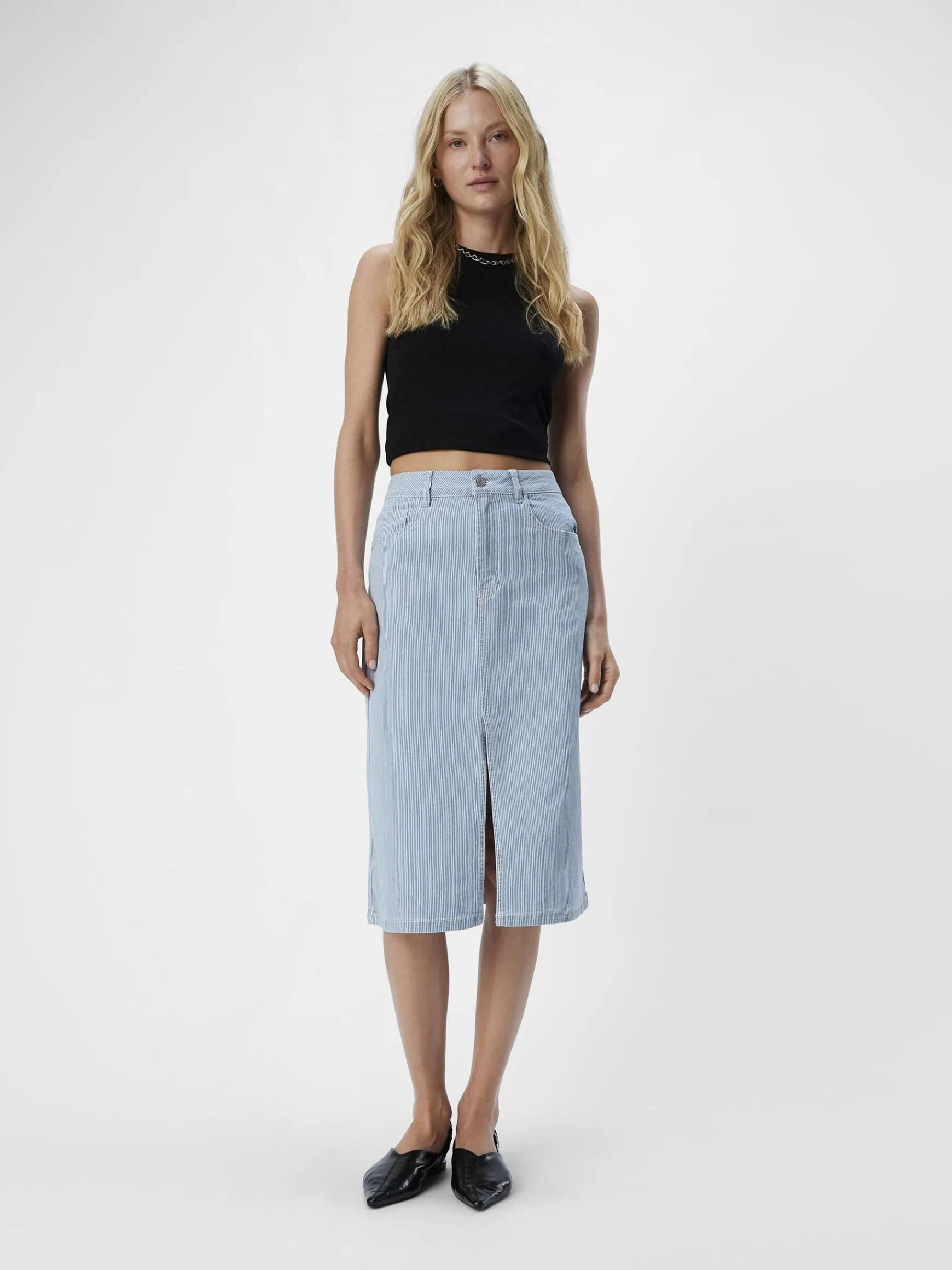 Dame OBJECT DENIM MIDINEDERDEL