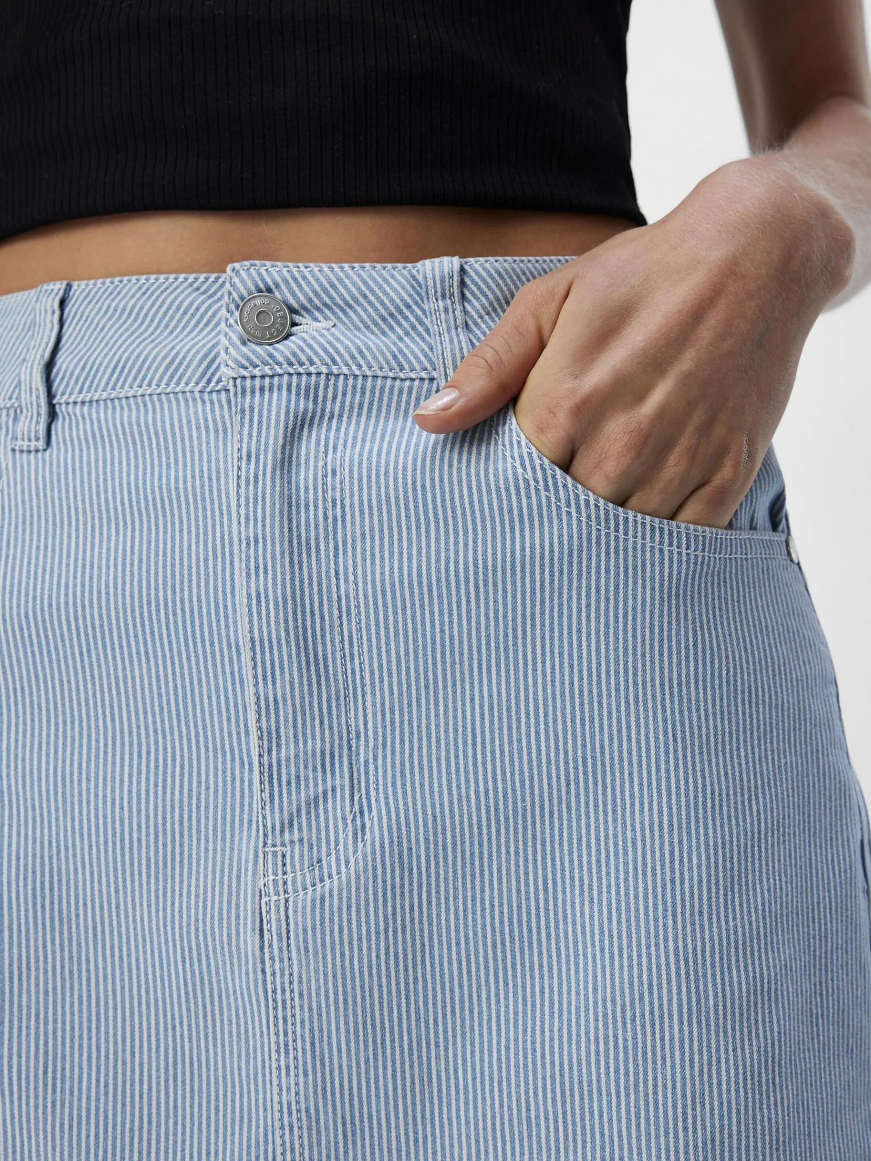 Dame OBJECT DENIM MIDINEDERDEL