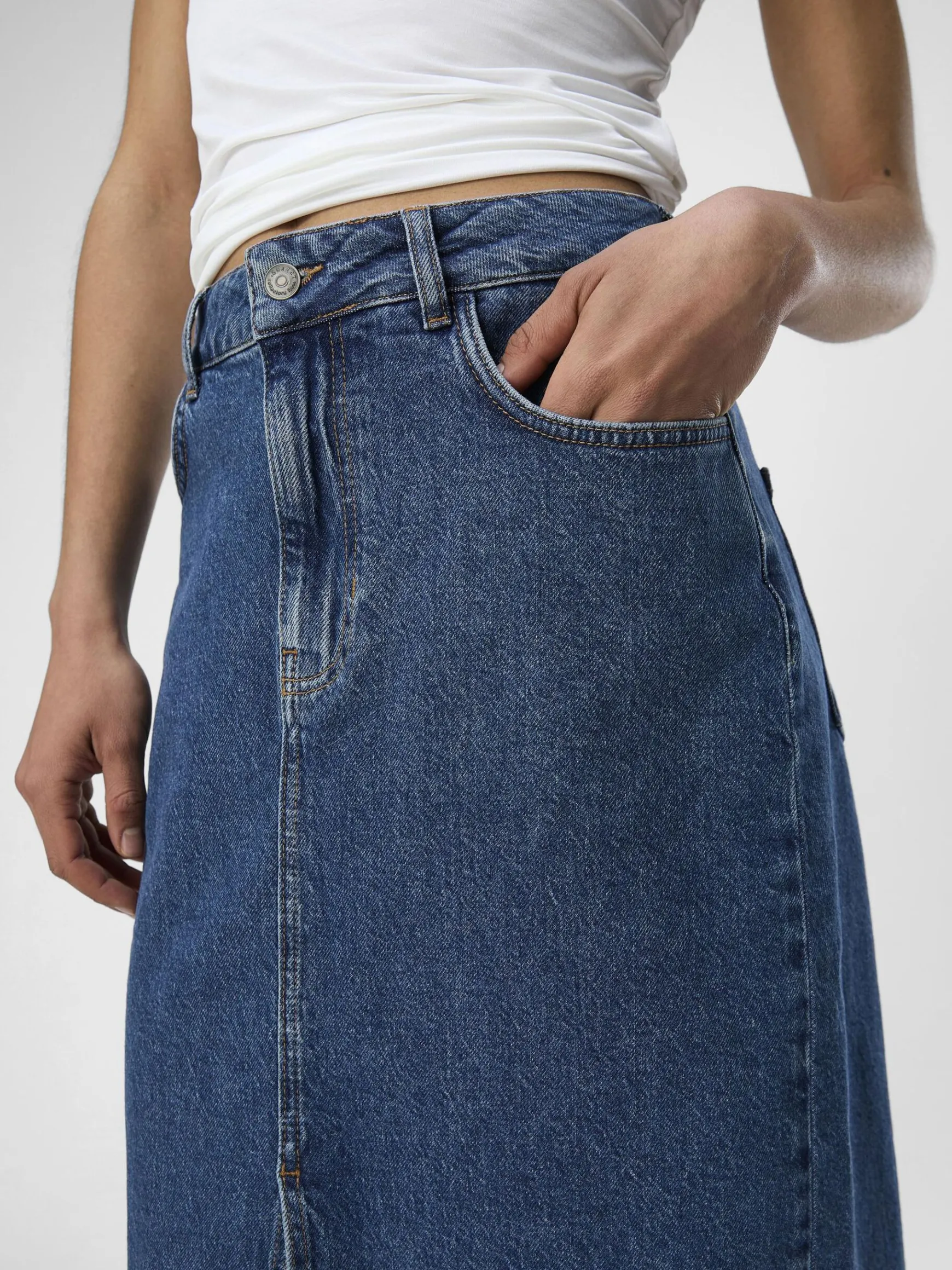 Dame OBJECT DENIM MIDINEDERDEL
