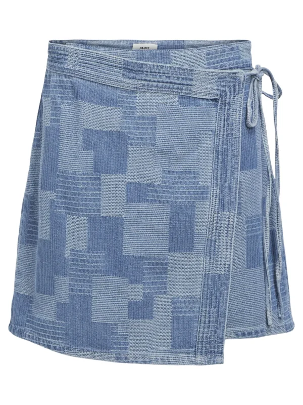 Dame OBJECT DENIM SLÅ-OM-NEDERDEL