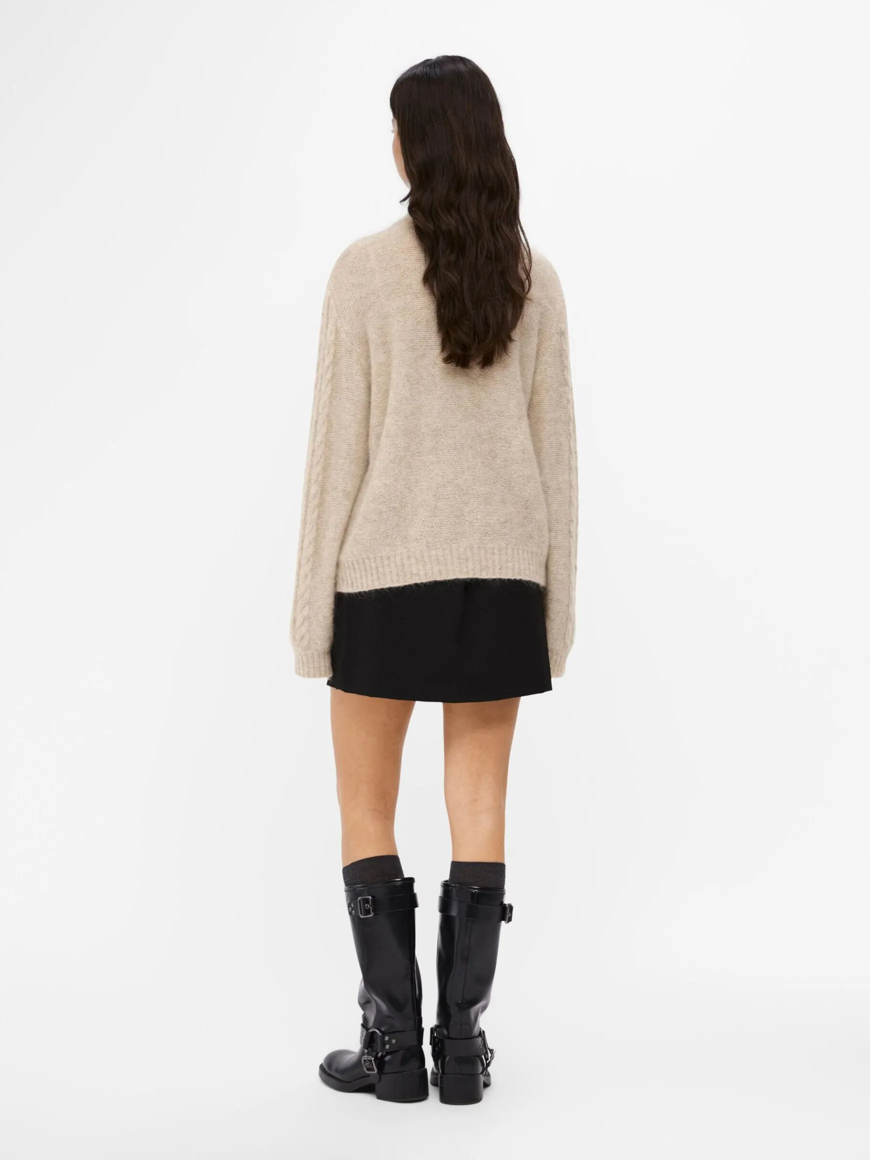 Dame OBJECT HØJ HALSET STRIKKET CARDIGAN