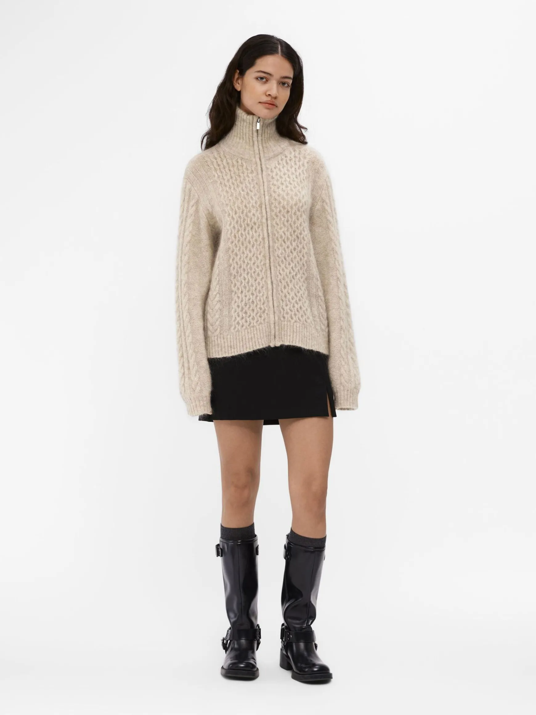 Dame OBJECT HØJ HALSET STRIKKET CARDIGAN