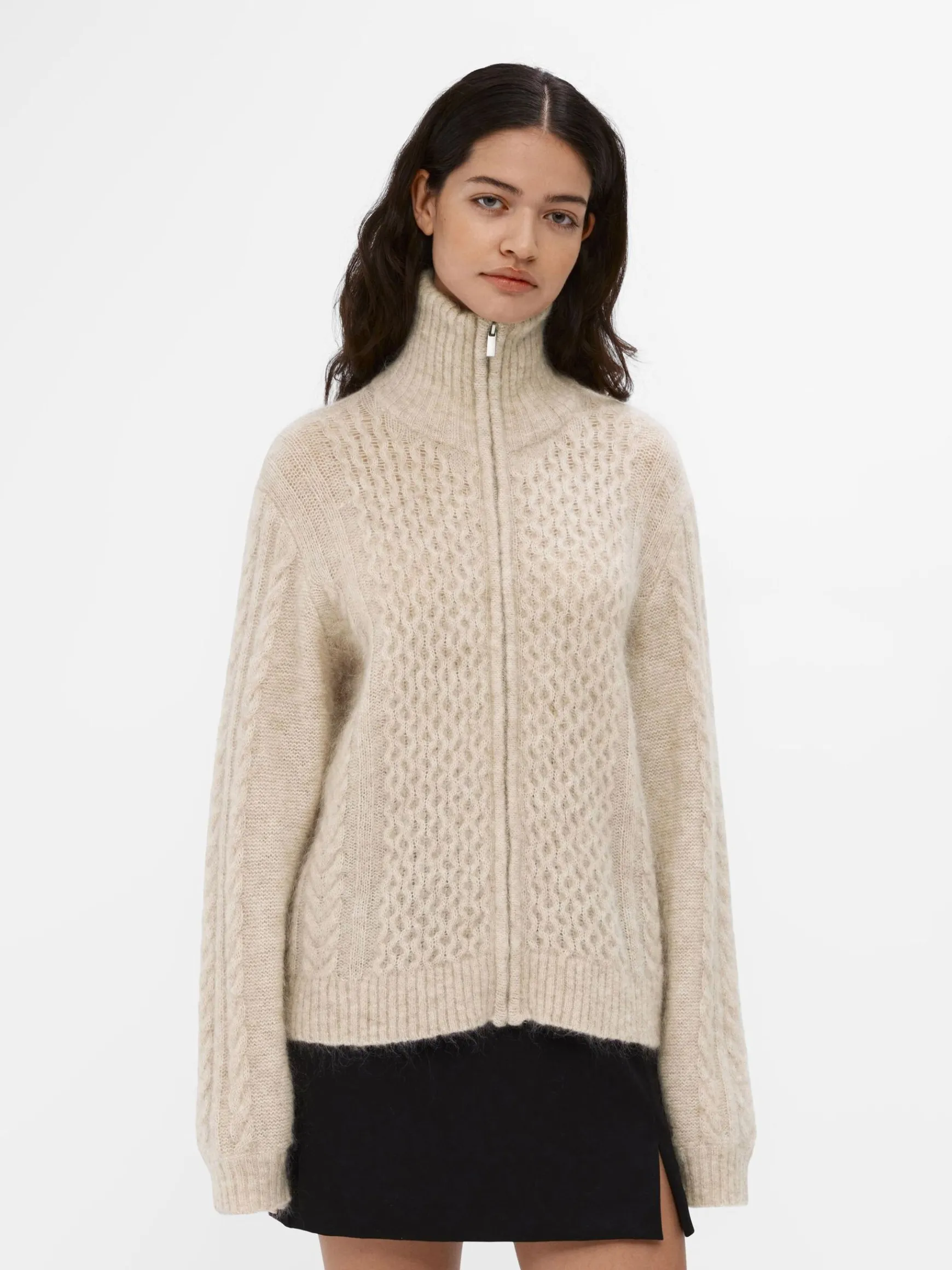 Dame OBJECT HØJ HALSET STRIKKET CARDIGAN