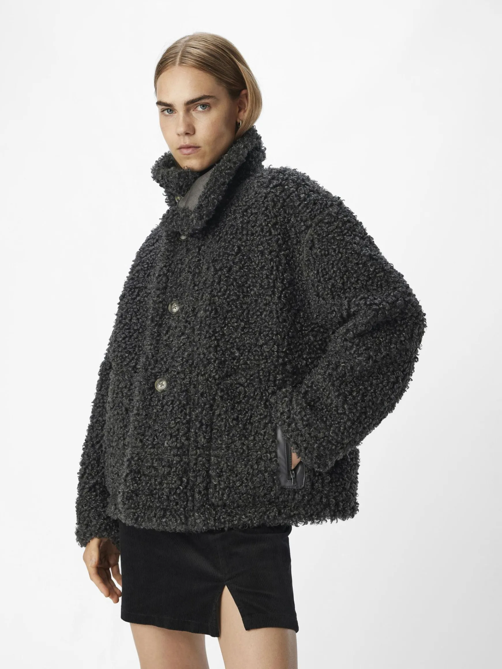 Dame OBJECT IMITERET FÅREULD JAKKE