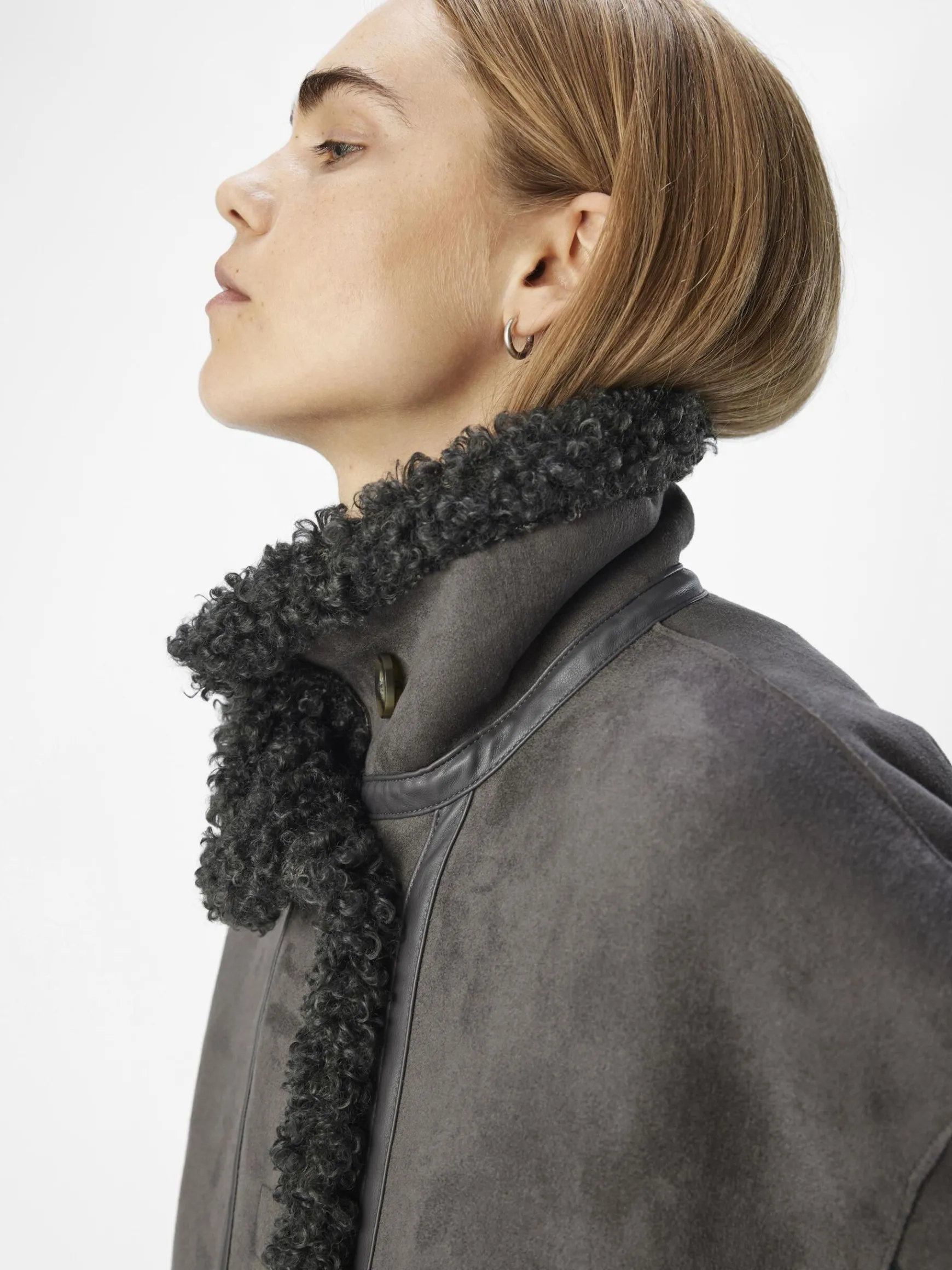 Dame OBJECT IMITERET FÅREULD JAKKE