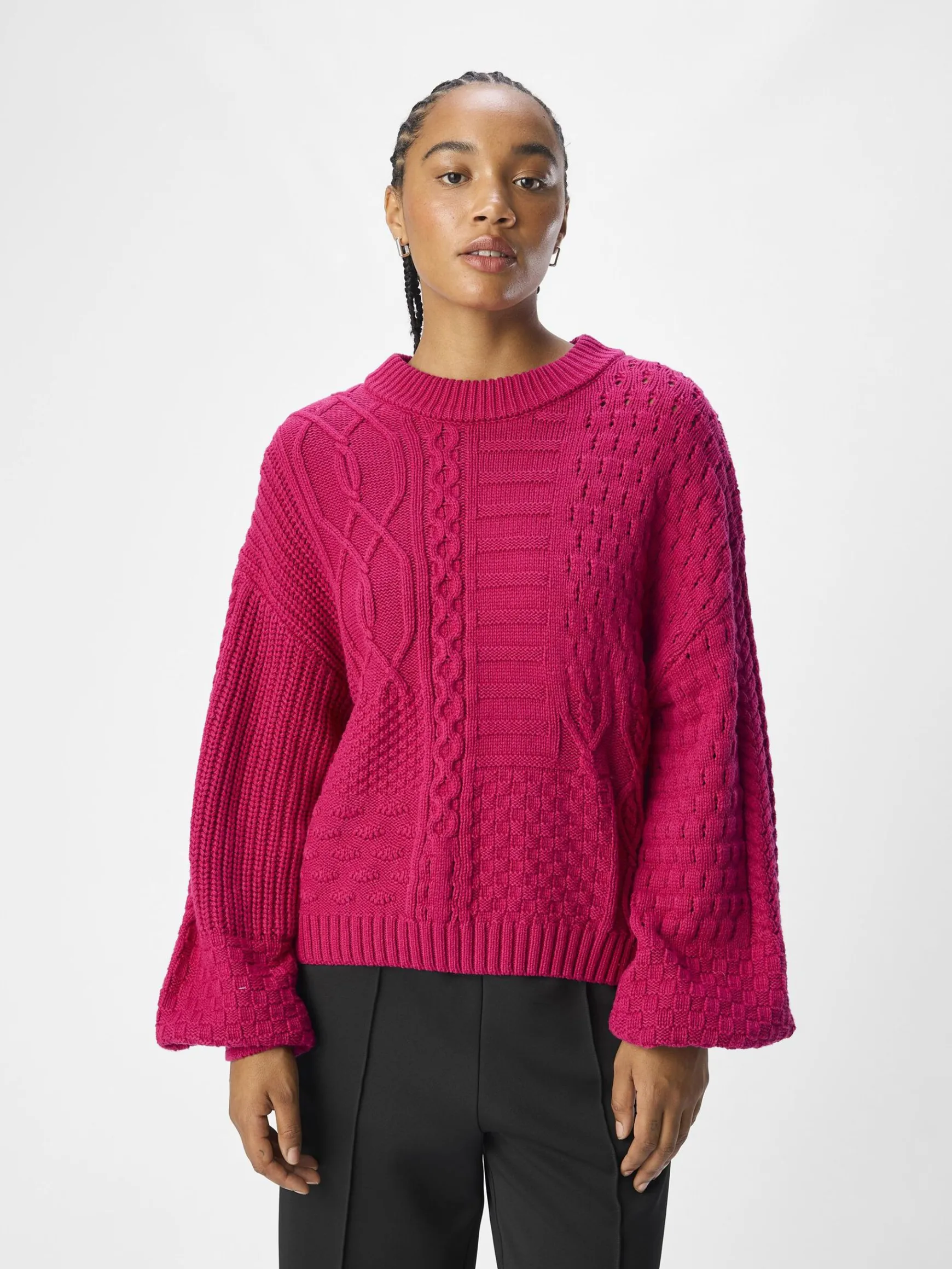 Dame OBJECT KABELSTRIK STRIKTRØJE