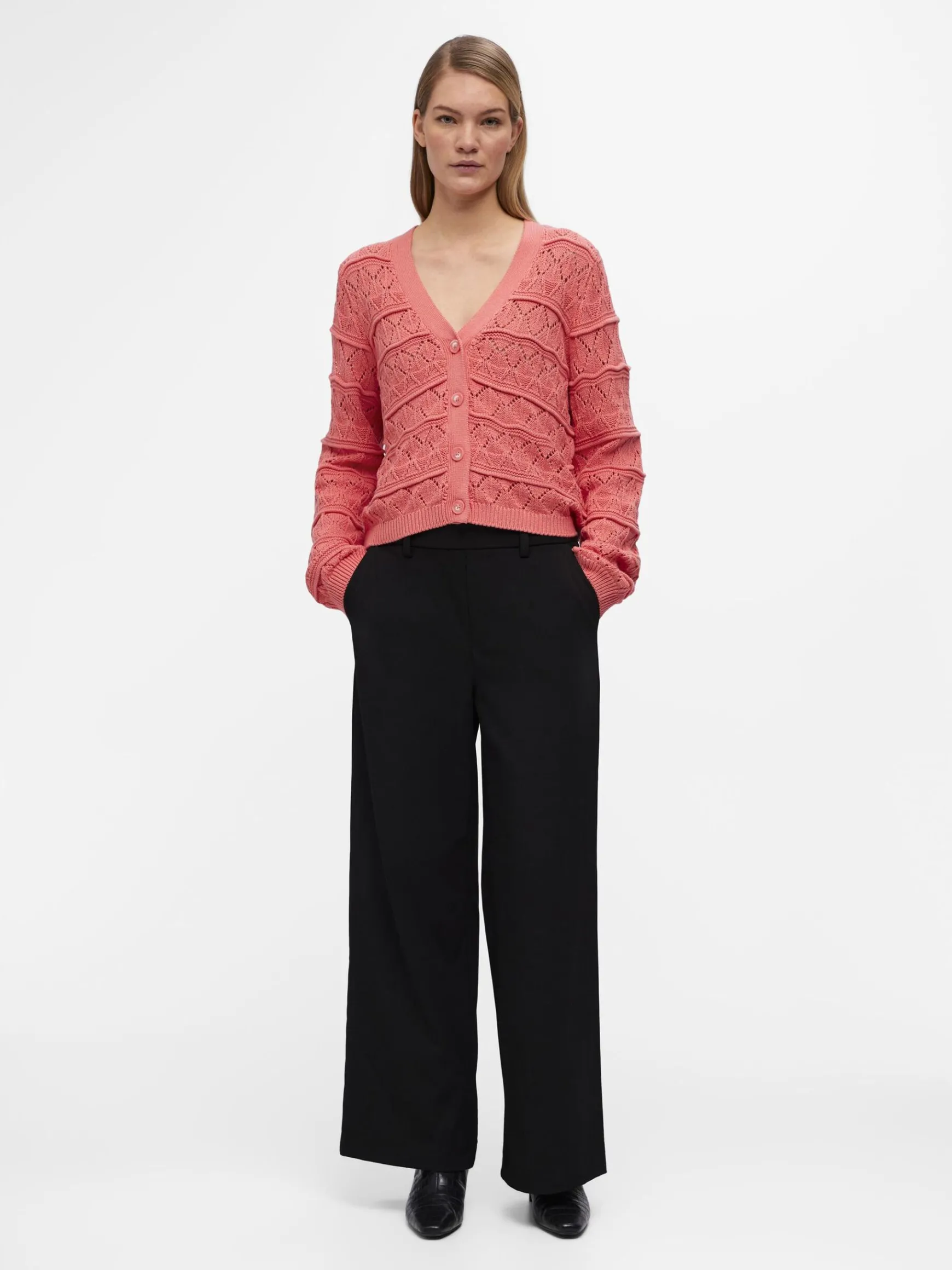 Dame OBJECT LANGÆRMET STRIKKET CARDIGAN