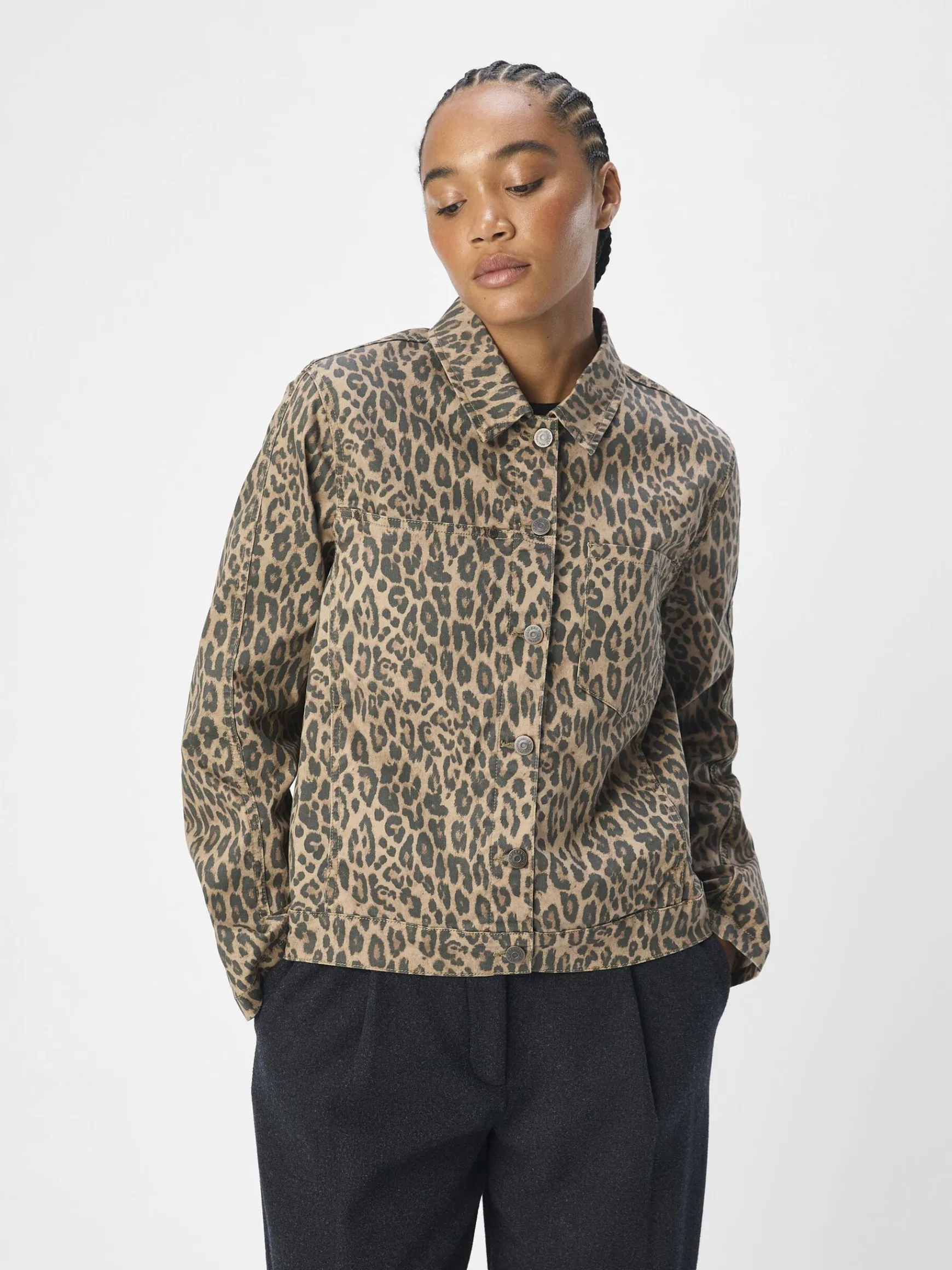 Dame OBJECT LEOPARDPRINT DENIMJAKKE