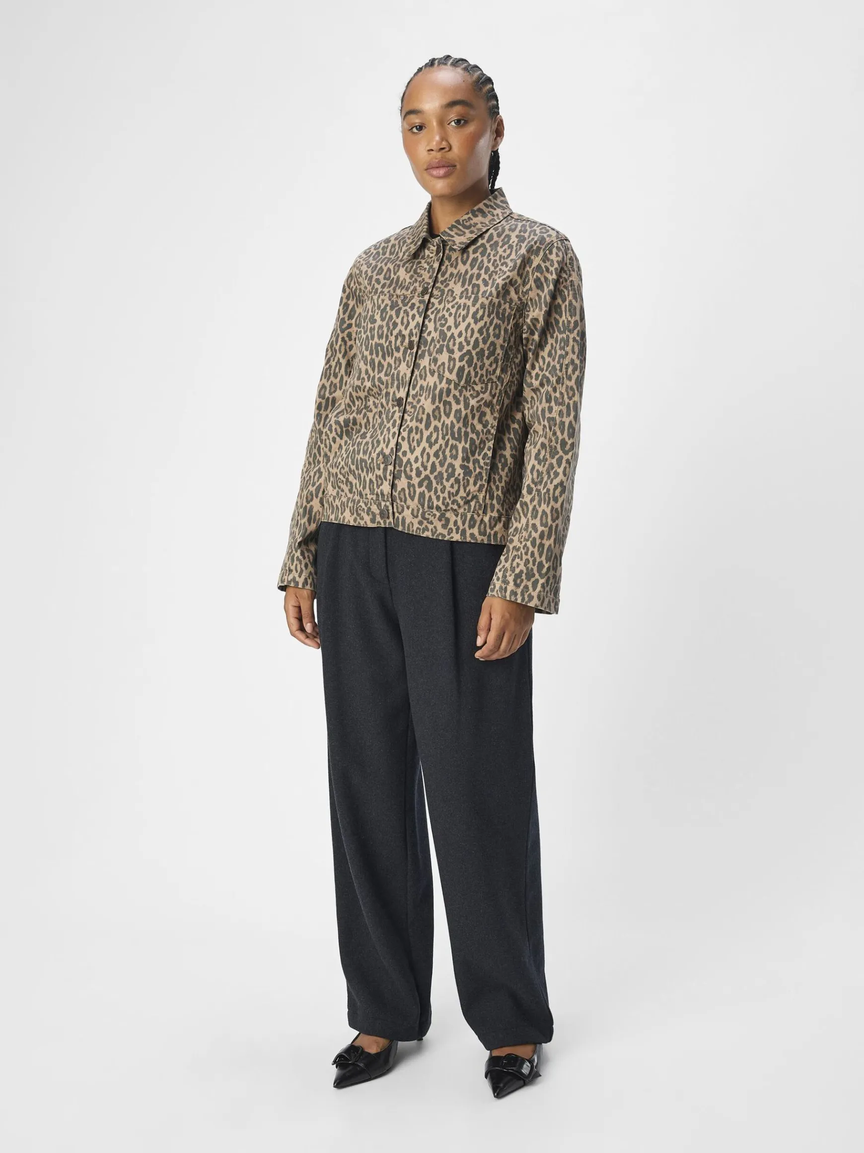 Dame OBJECT LEOPARDPRINT DENIMJAKKE