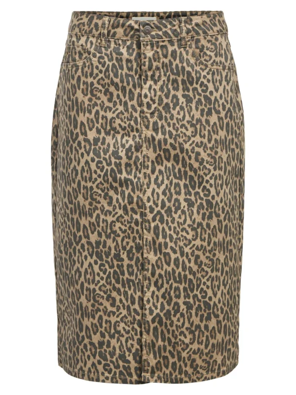 Dame OBJECT LEOPARD-PRINT DENIMNEDERDEL