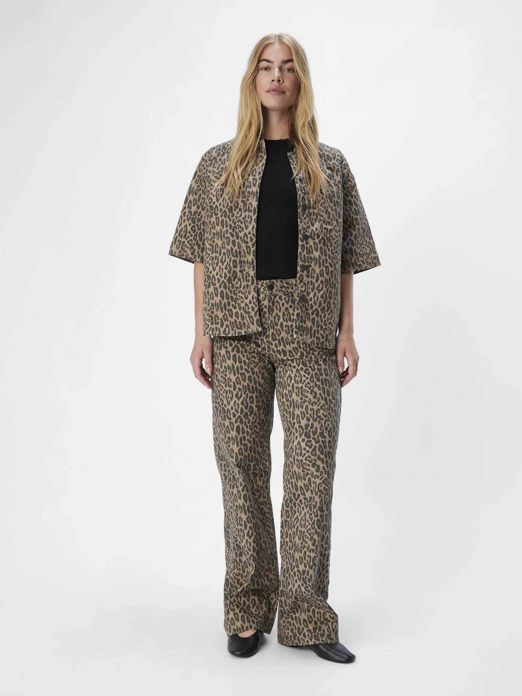 Dame OBJECT LEOPARDPRINT JEANS MED VIDE BEN