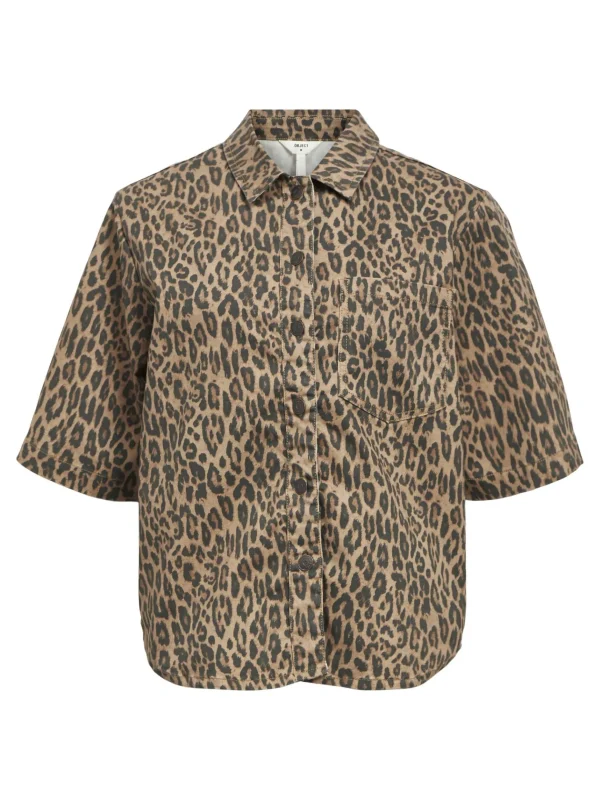 Dame OBJECT LEOPARDPRINT SKJORTE