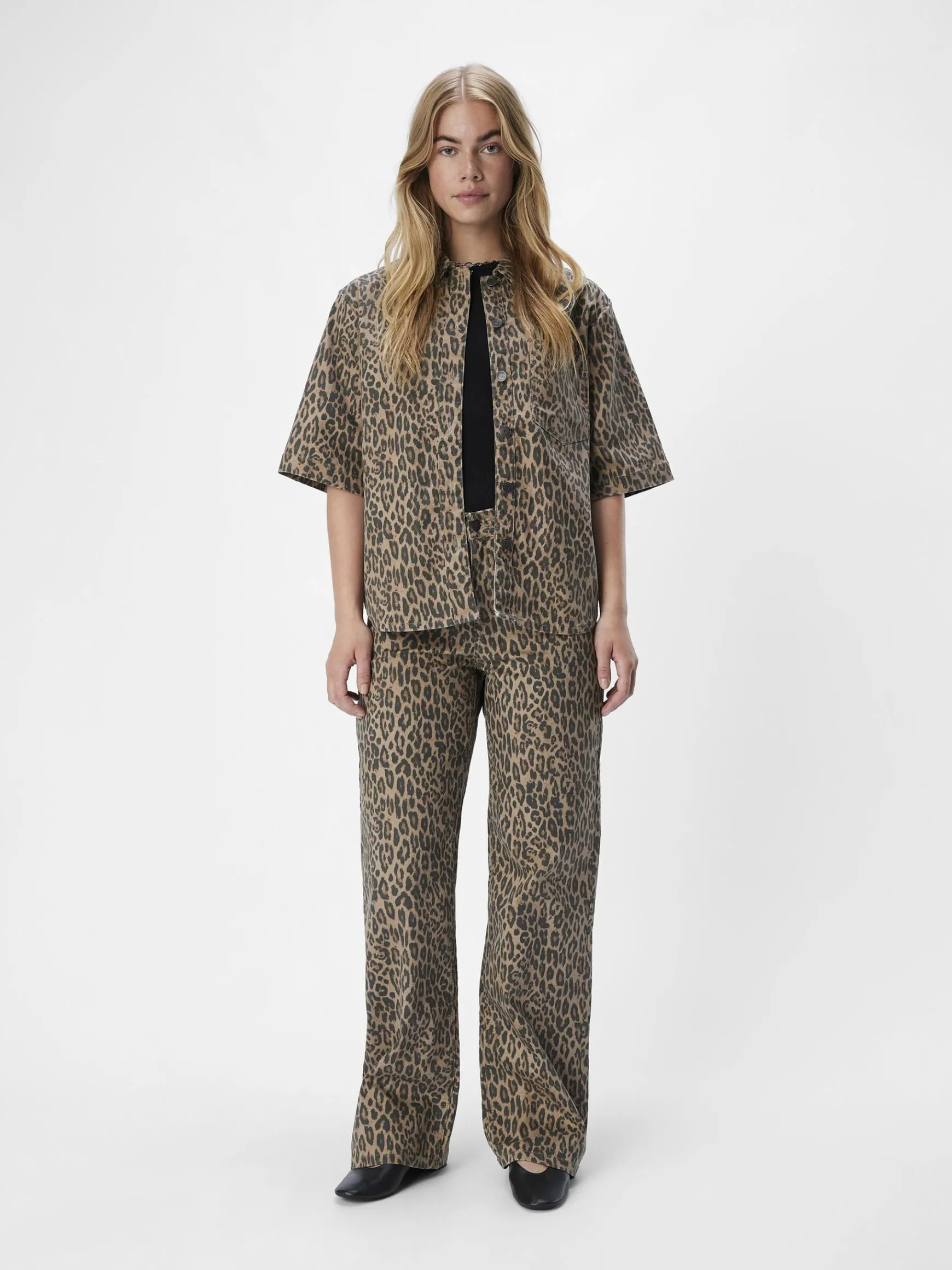 Dame OBJECT LEOPARDPRINT SKJORTE