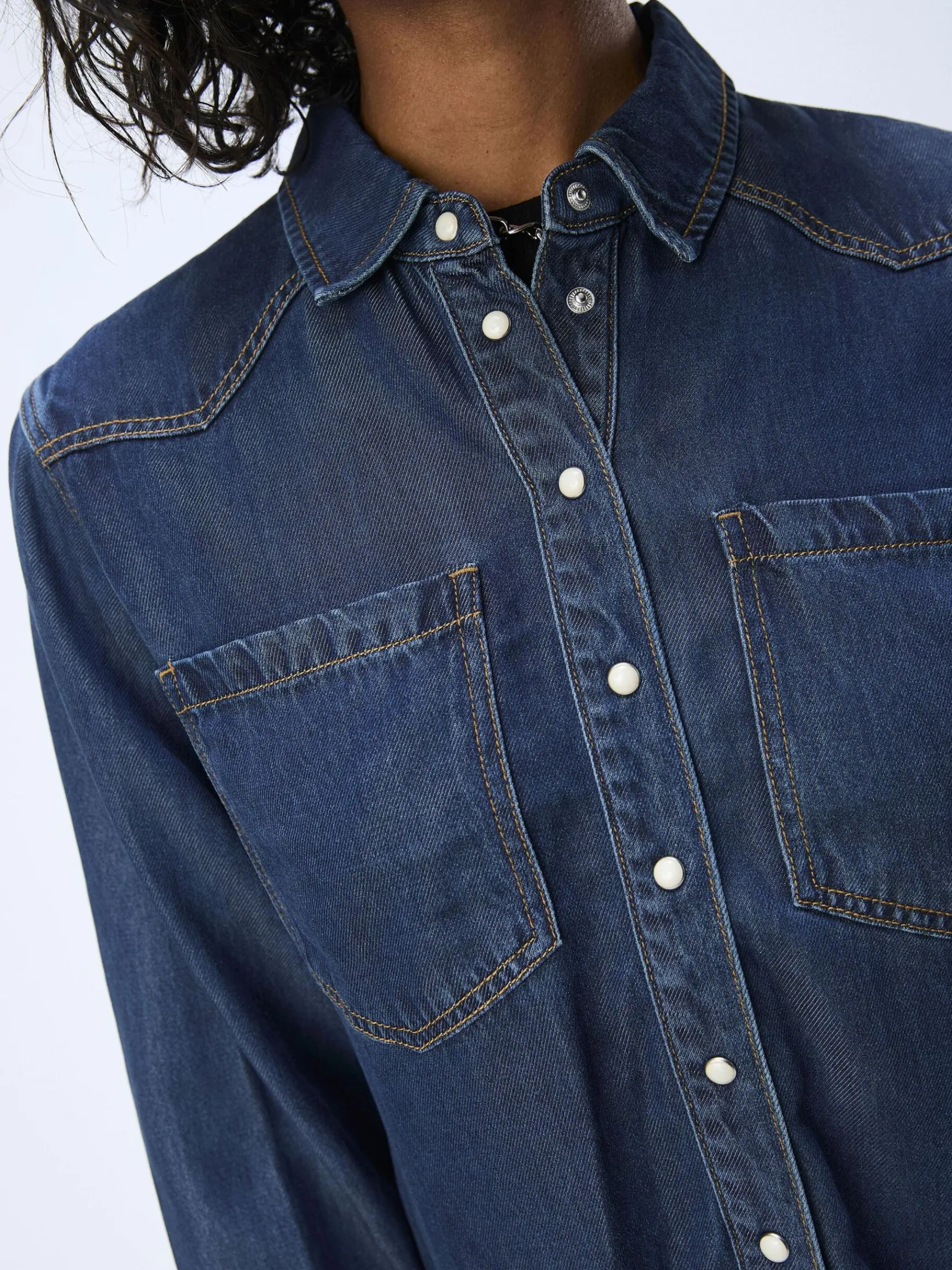 Dame OBJECT LØS DENIMSKJORTE