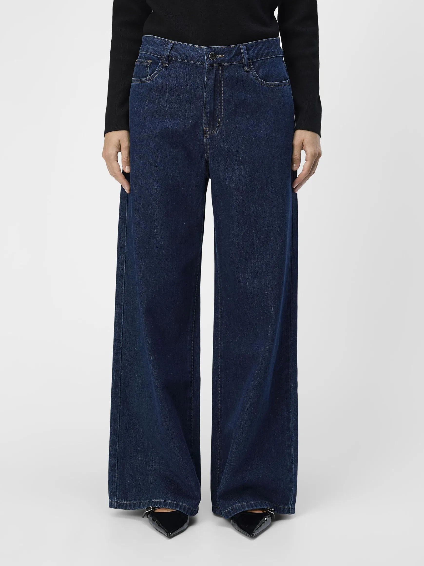Dame OBJECT MID TALJE JEANS MED VIDE BEN