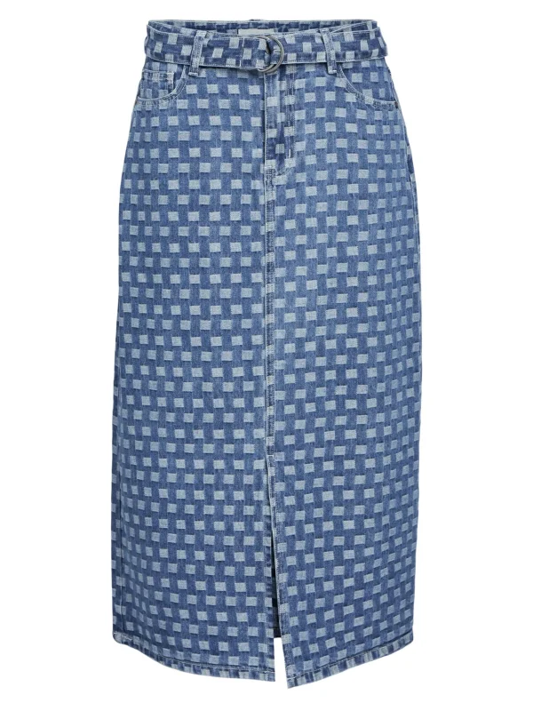 Dame OBJECT MØNSTRET DENIMNEDERDEL