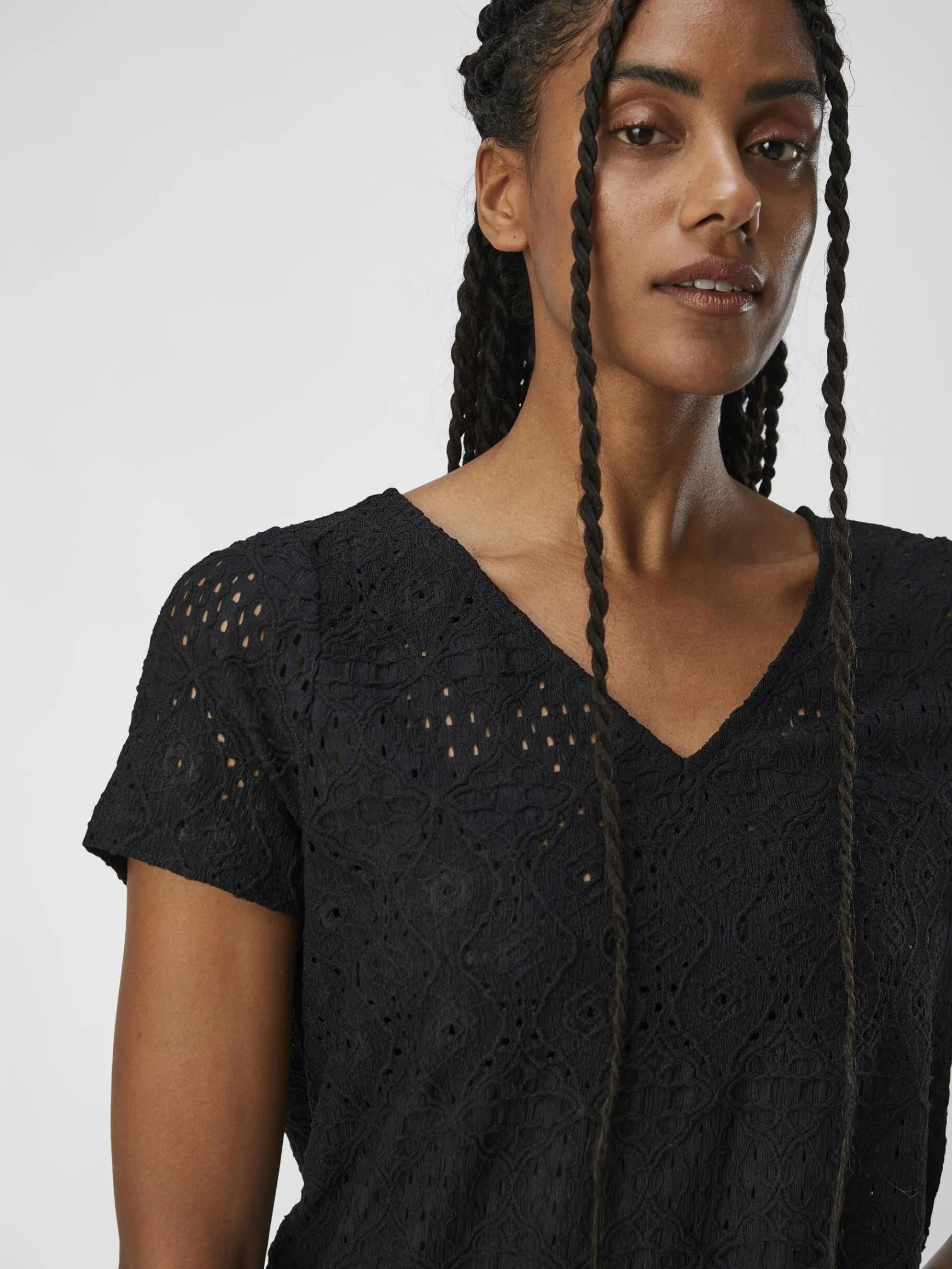 Dame OBJECT OBJFEODORA BLUSE MED V-HALS