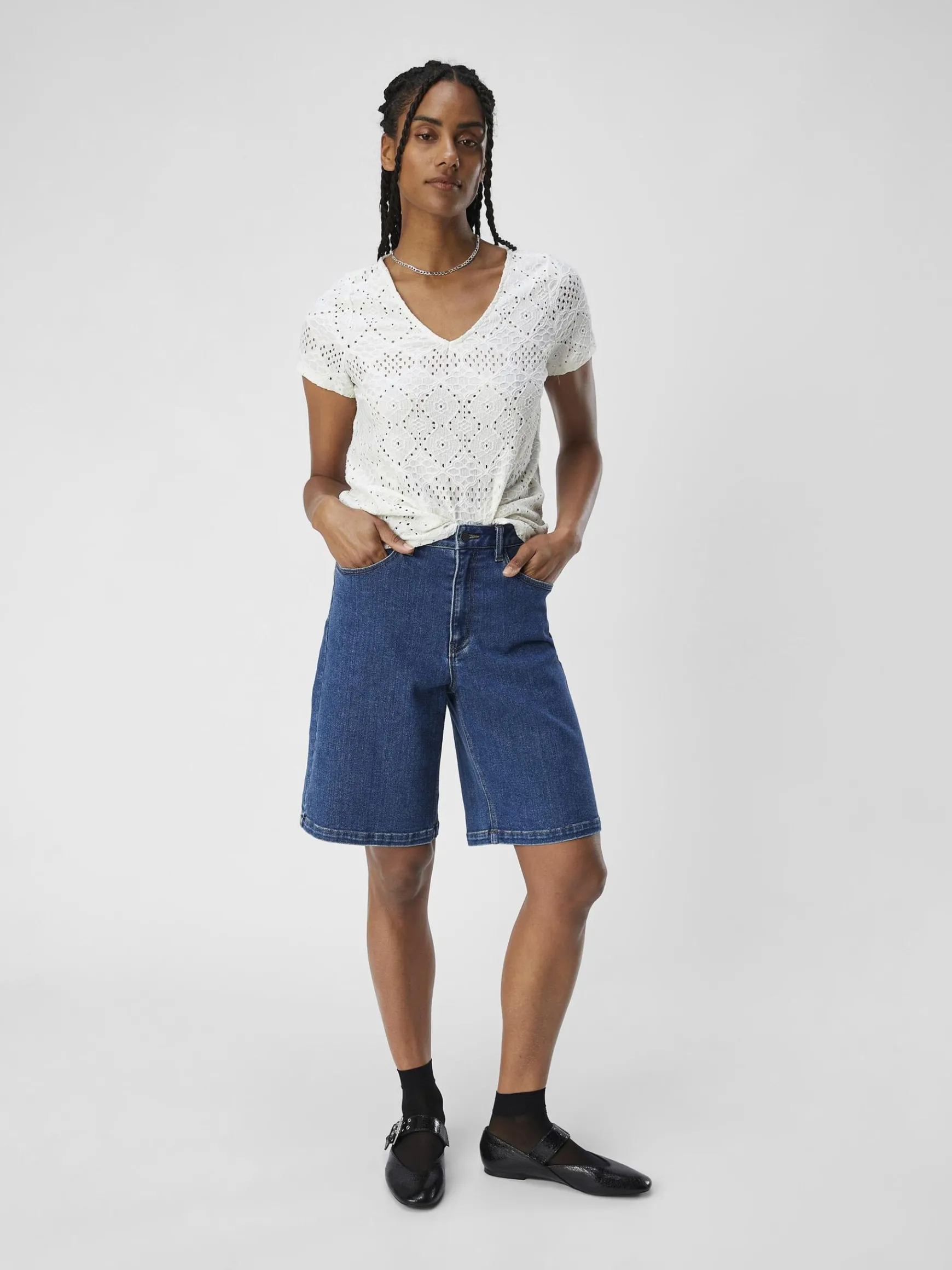 Dame OBJECT OBJFEODORA BLUSE MED V-HALS