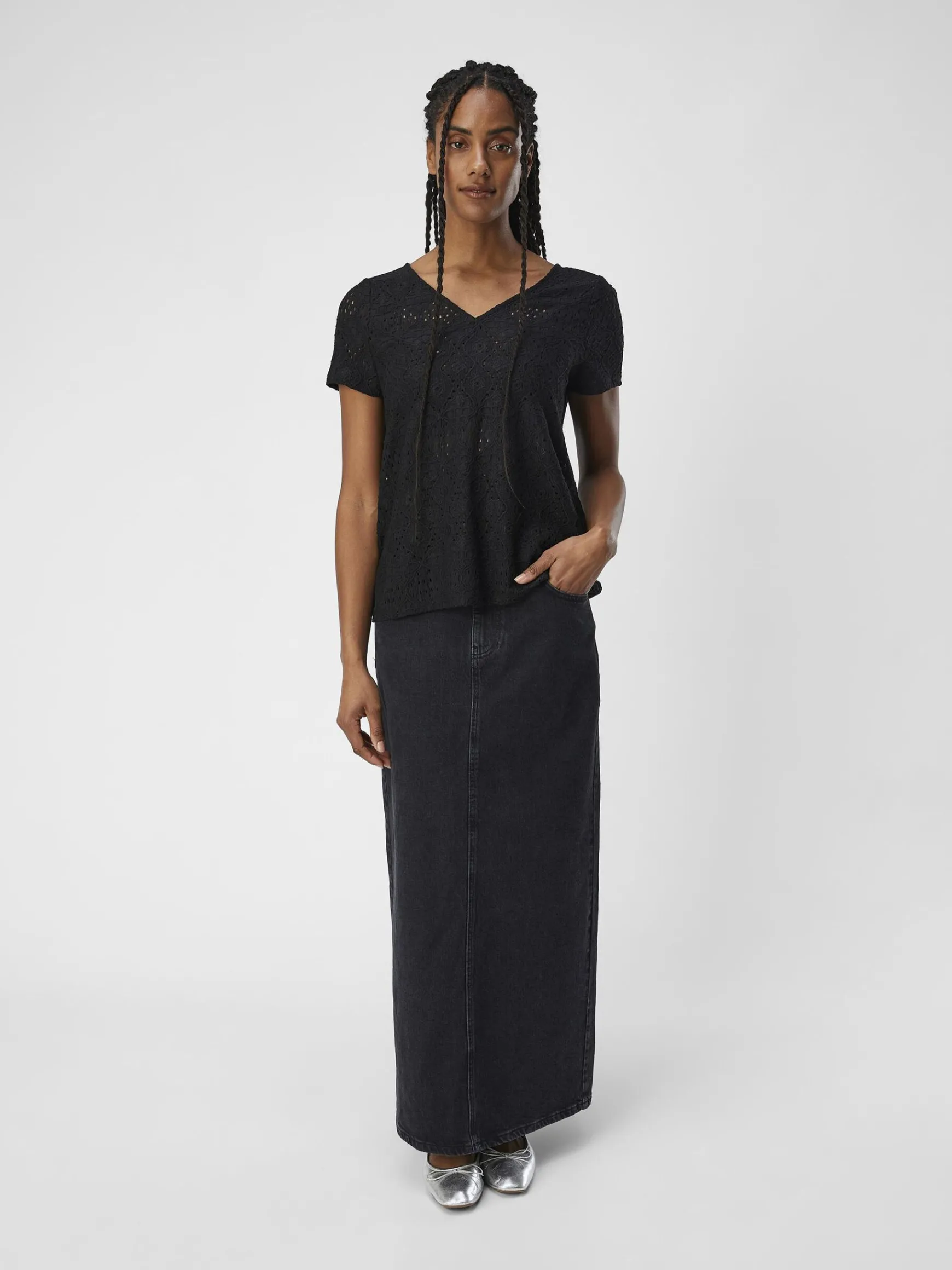 Dame OBJECT OBJFEODORA BLUSE MED V-HALS