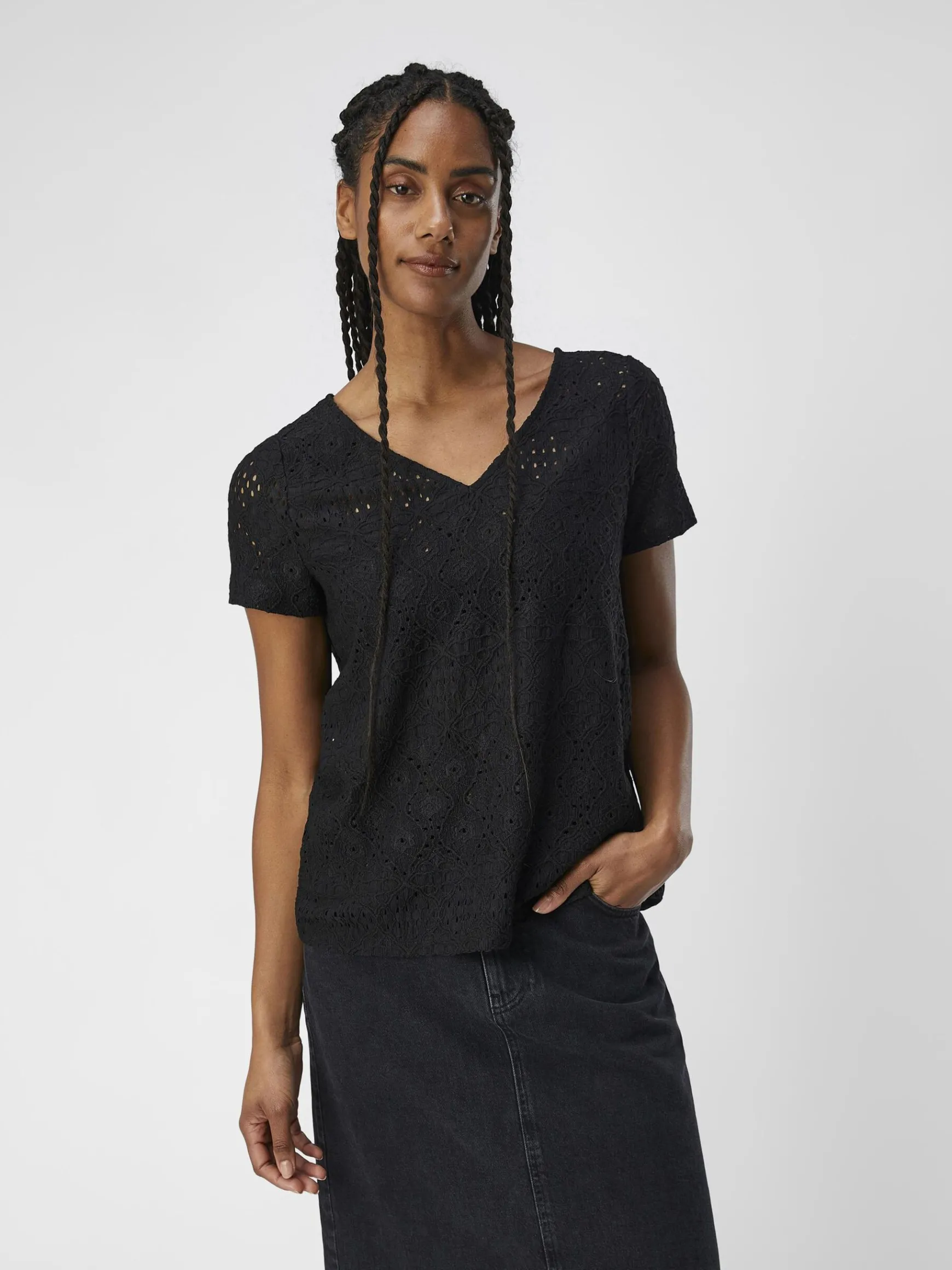 Dame OBJECT OBJFEODORA BLUSE MED V-HALS