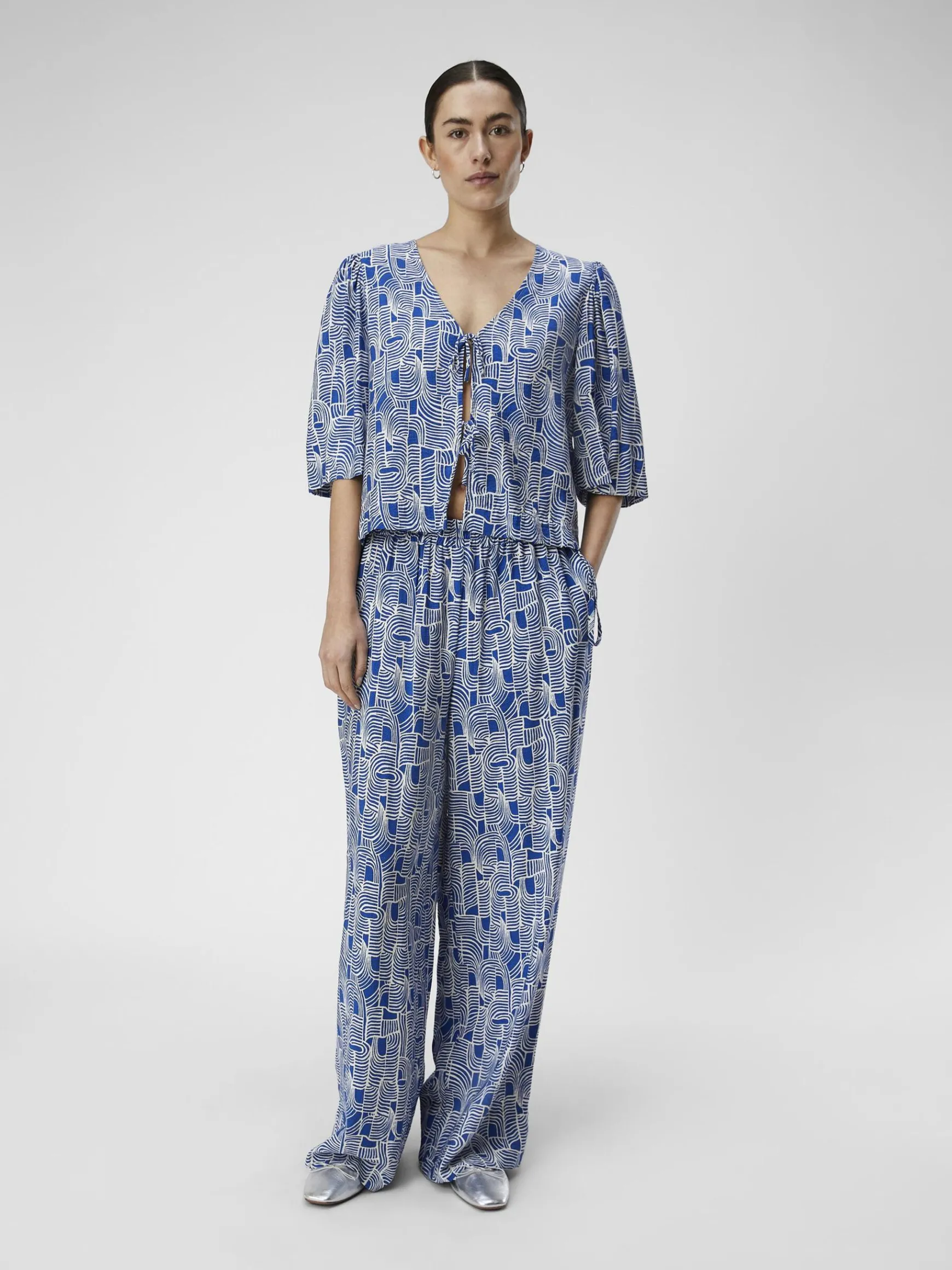 Dame OBJECT PRINTET BREDE BUKSER