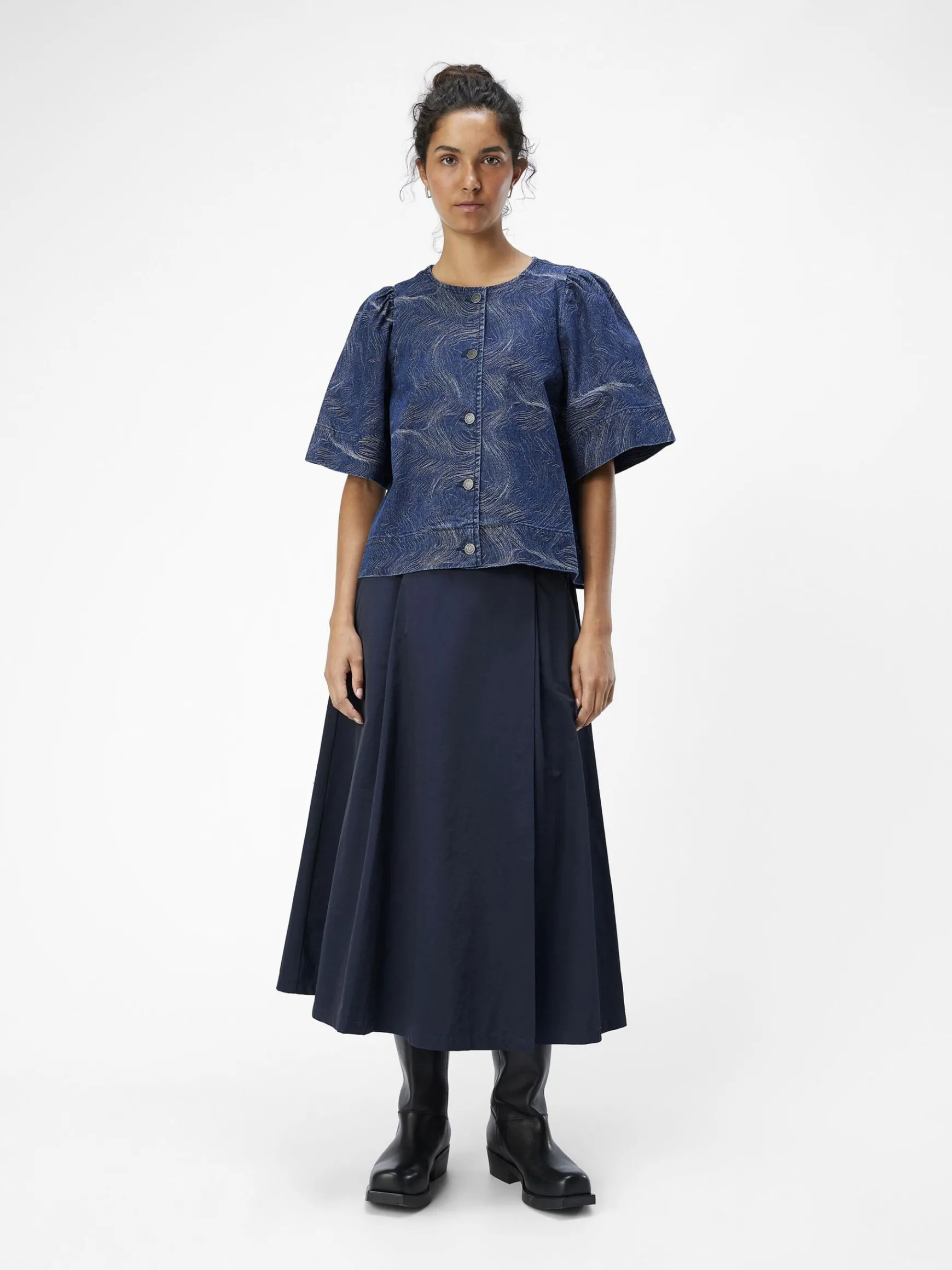 Dame OBJECT PRINTET DENIMSKJORTE