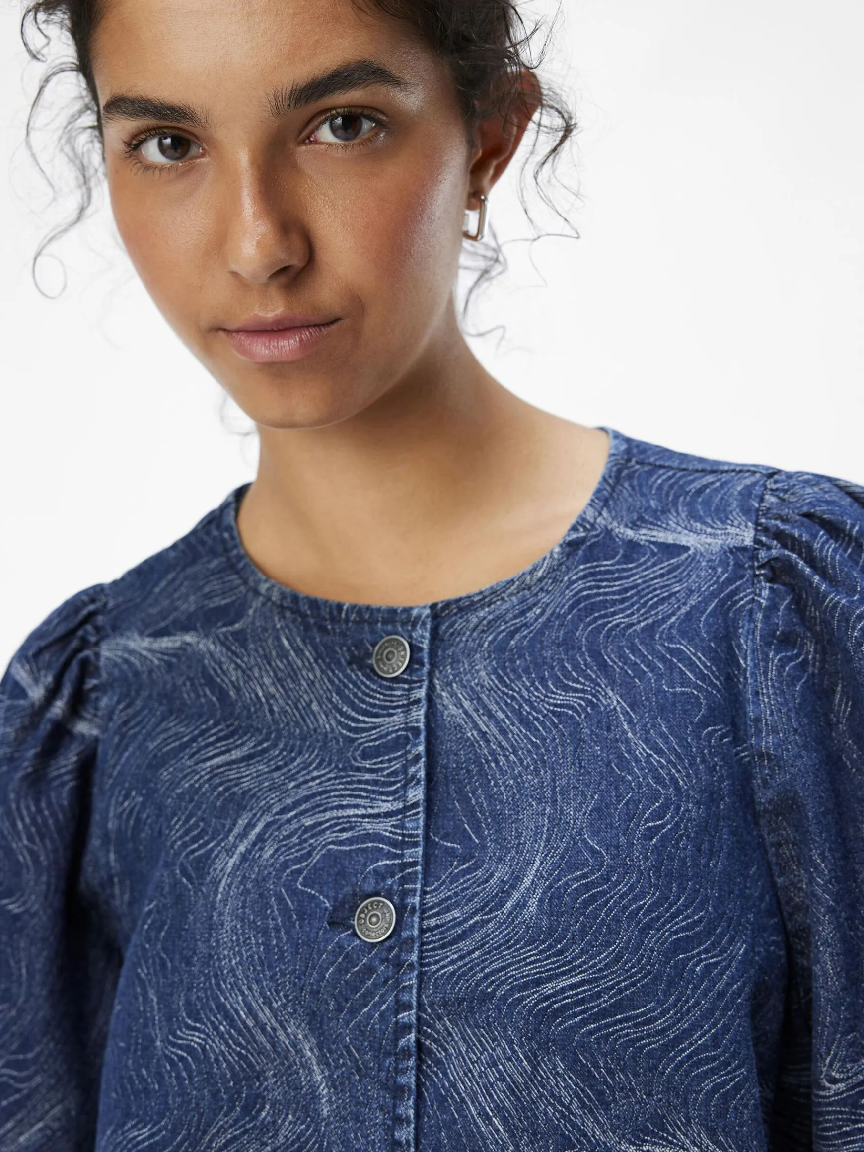 Dame OBJECT PRINTET DENIMSKJORTE